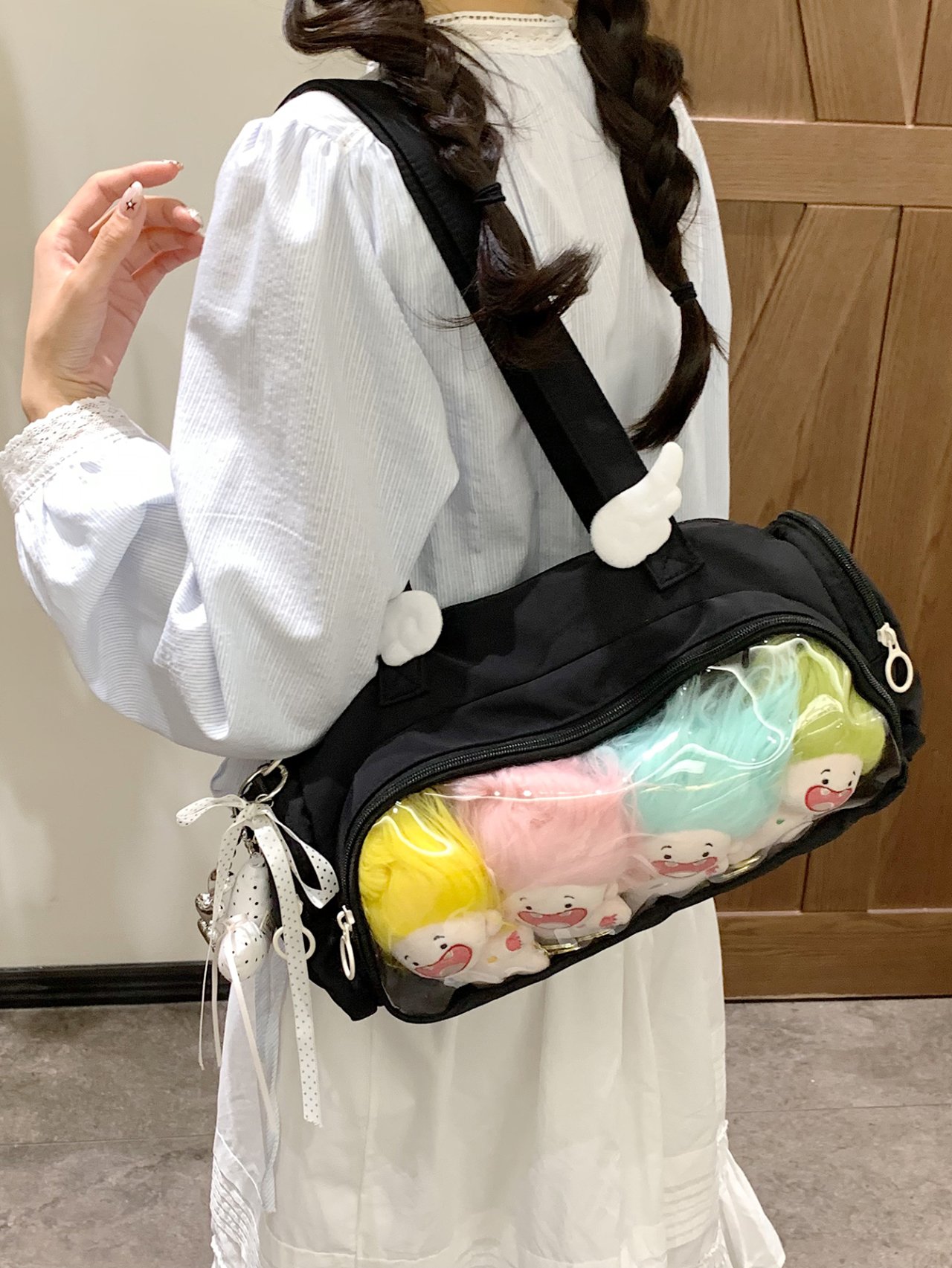 Black Clear Pocket Shoulder Bag