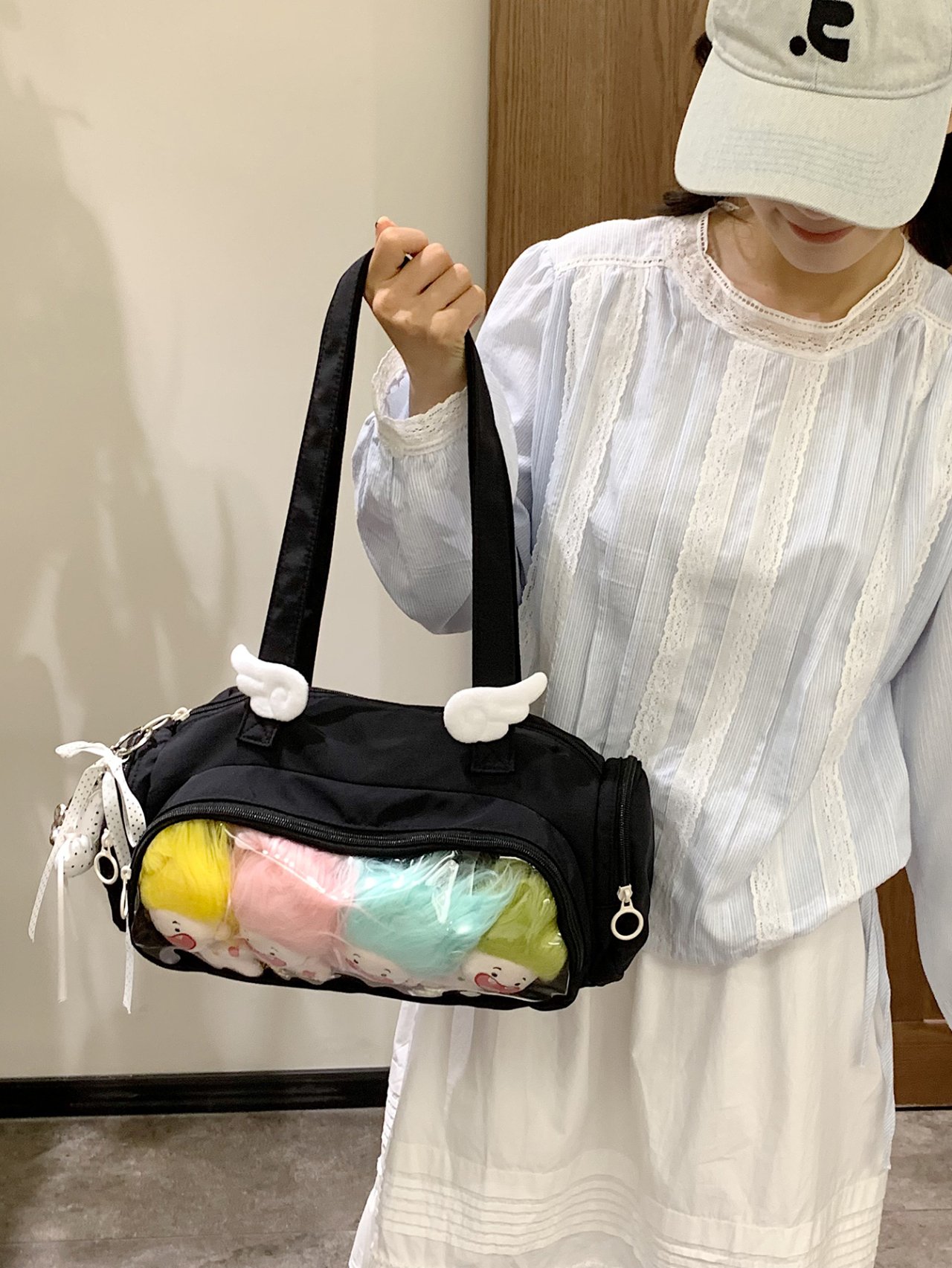 Black Clear Pocket Shoulder Bag