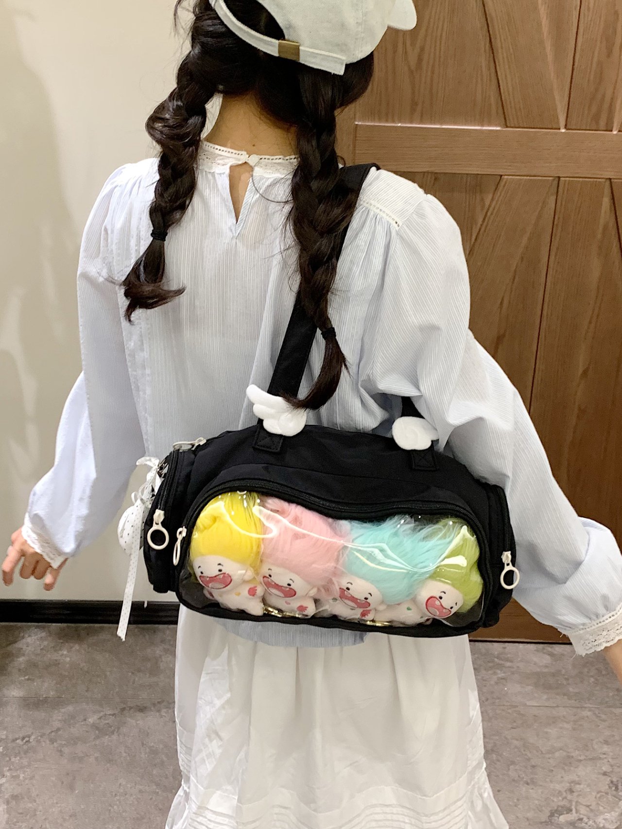Black Clear Pocket Shoulder Bag