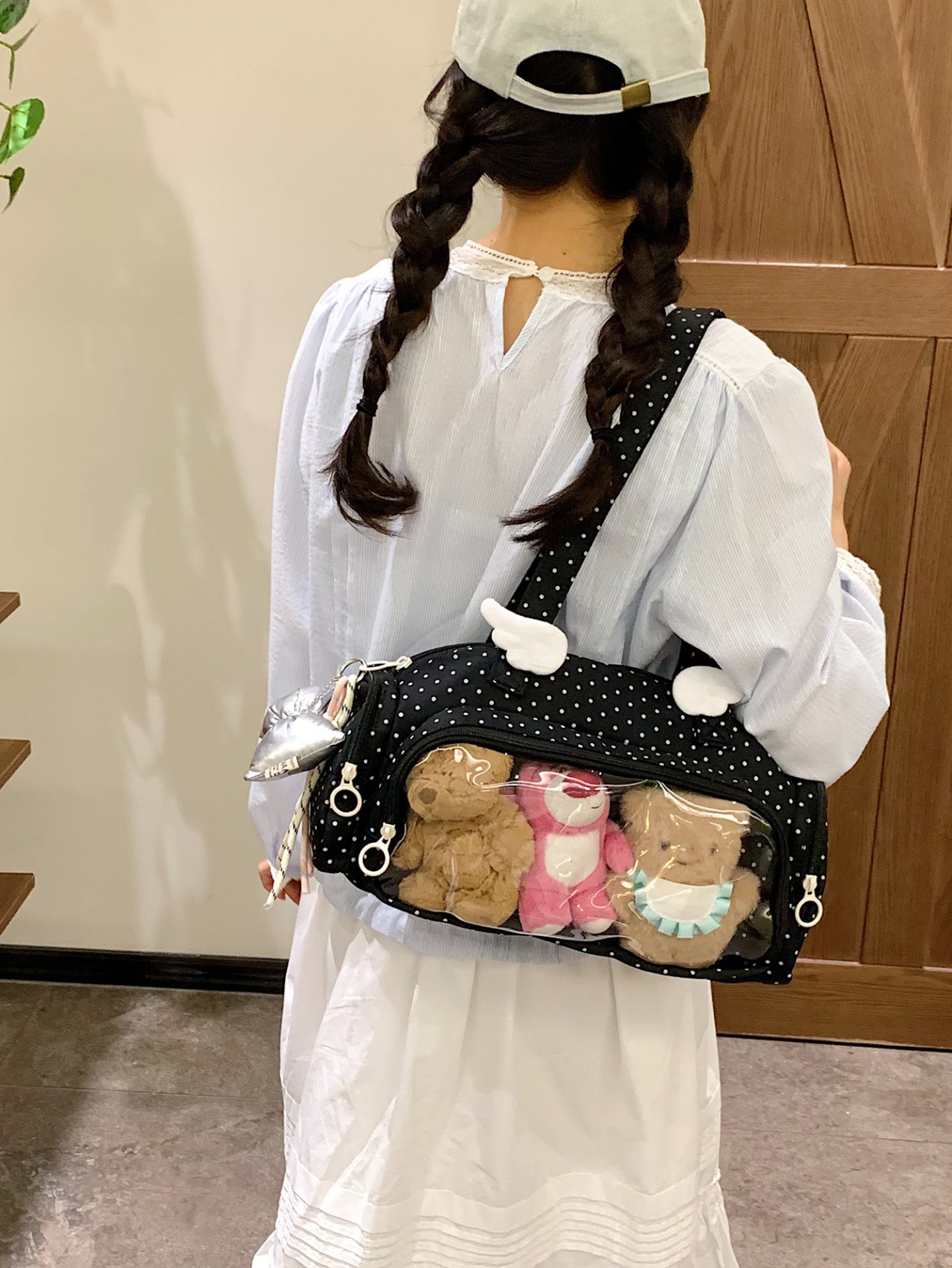 Black Clear Pocket Shoulder Bag