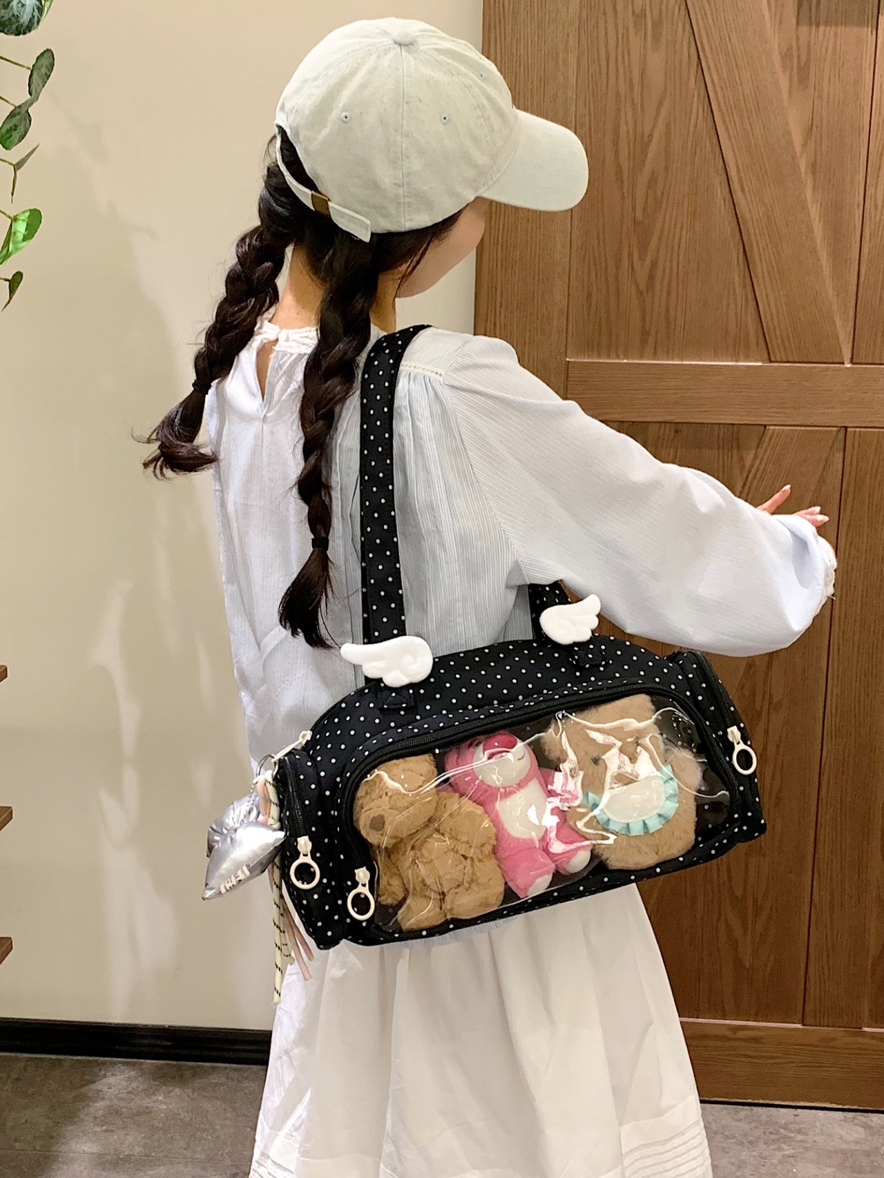 Black Clear Pocket Shoulder Bag