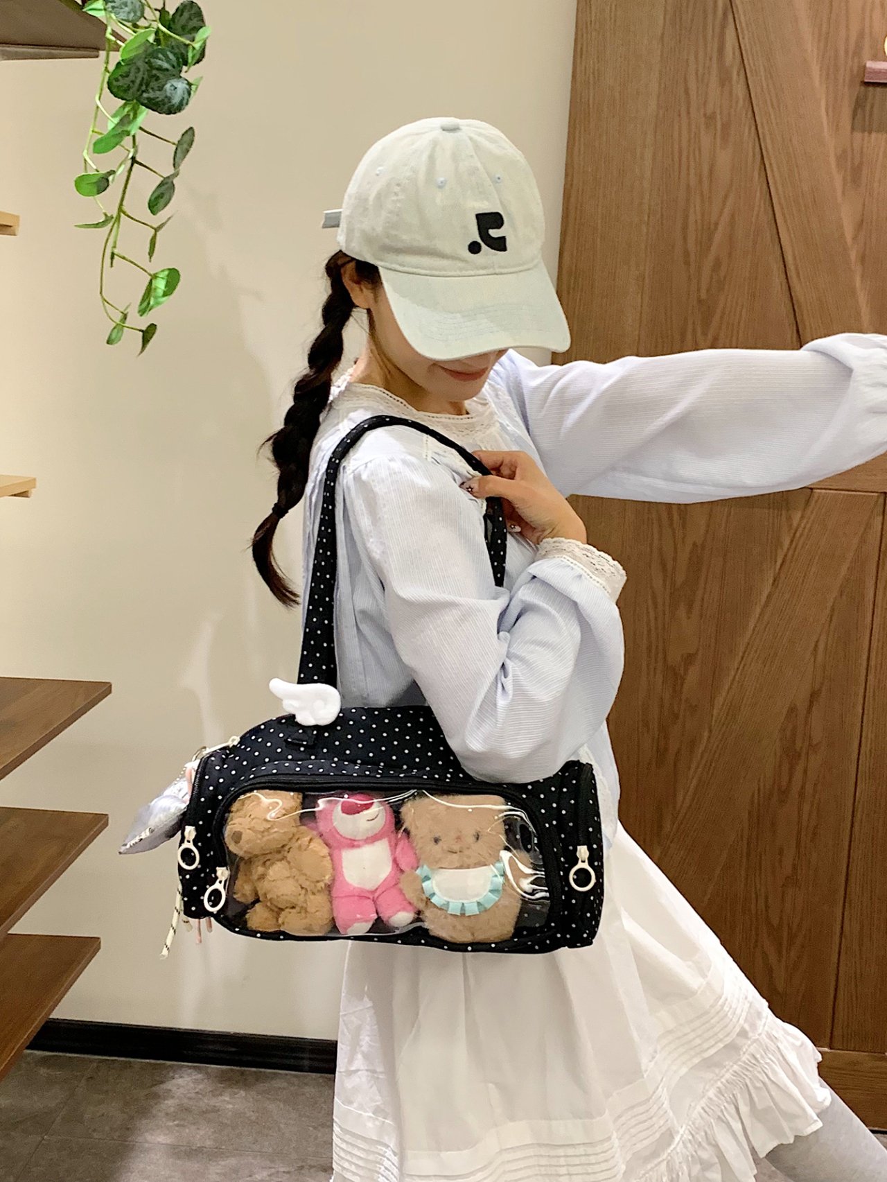 Black Clear Pocket Shoulder Bag