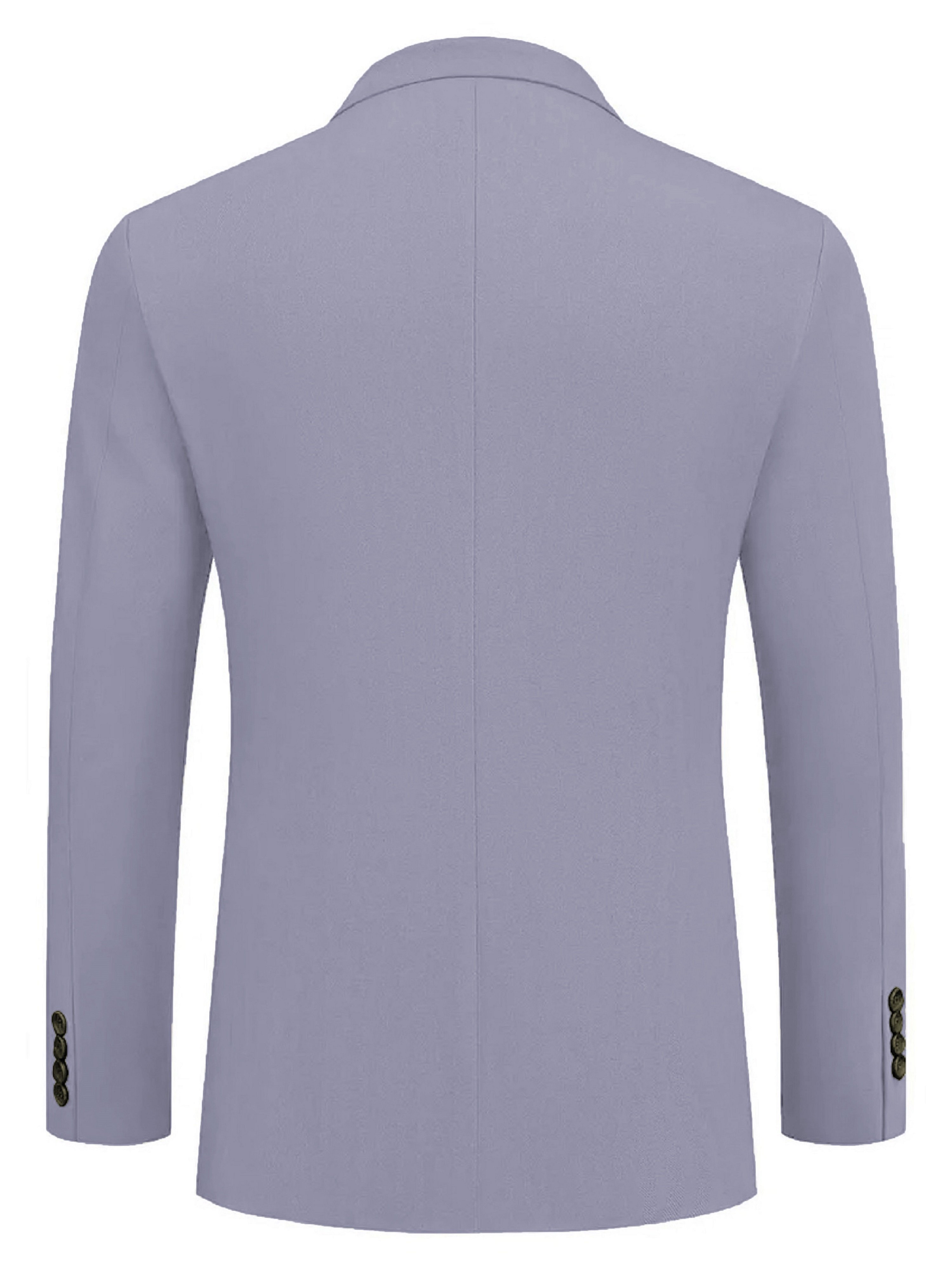 Grey Solid Button-Up Blazer 