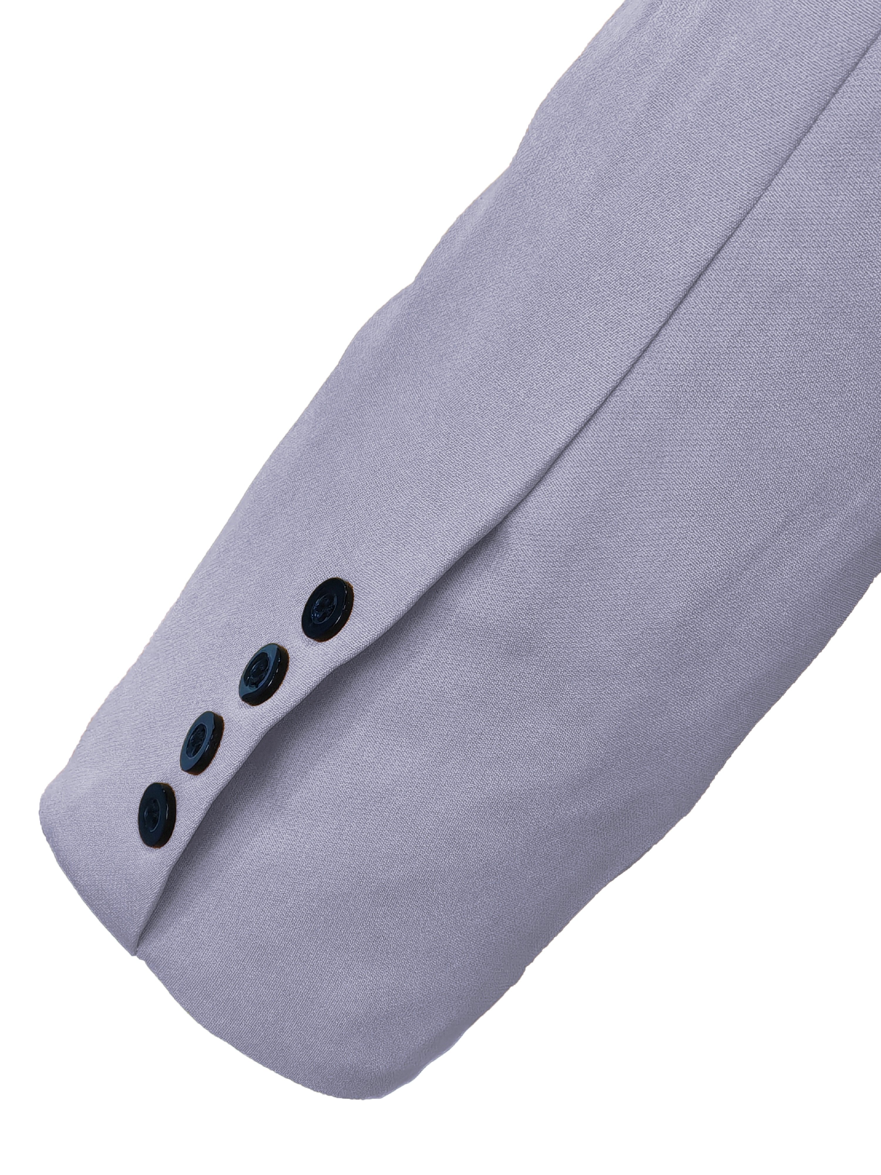 Grey Solid Button-Up Blazer 
