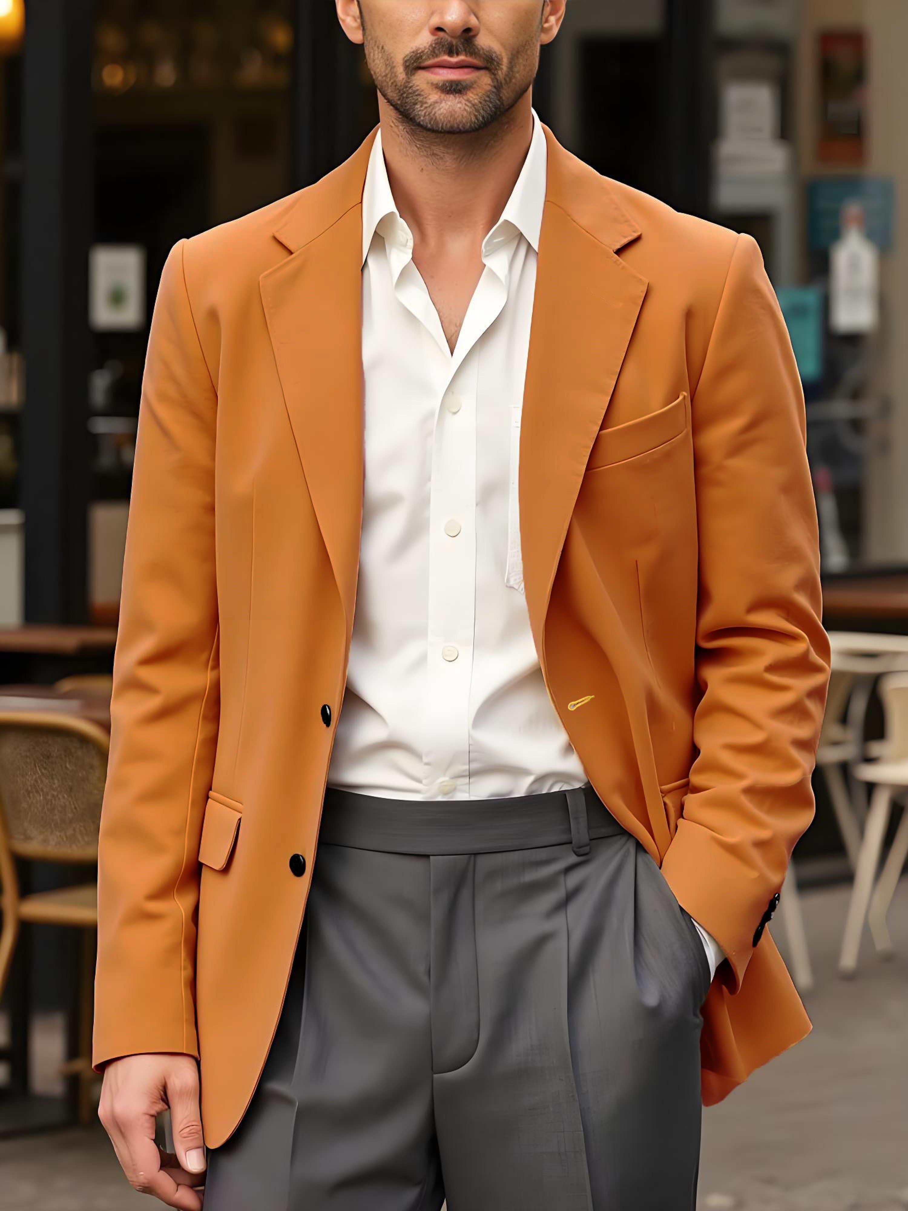 Yellow Blazer with Button Closure