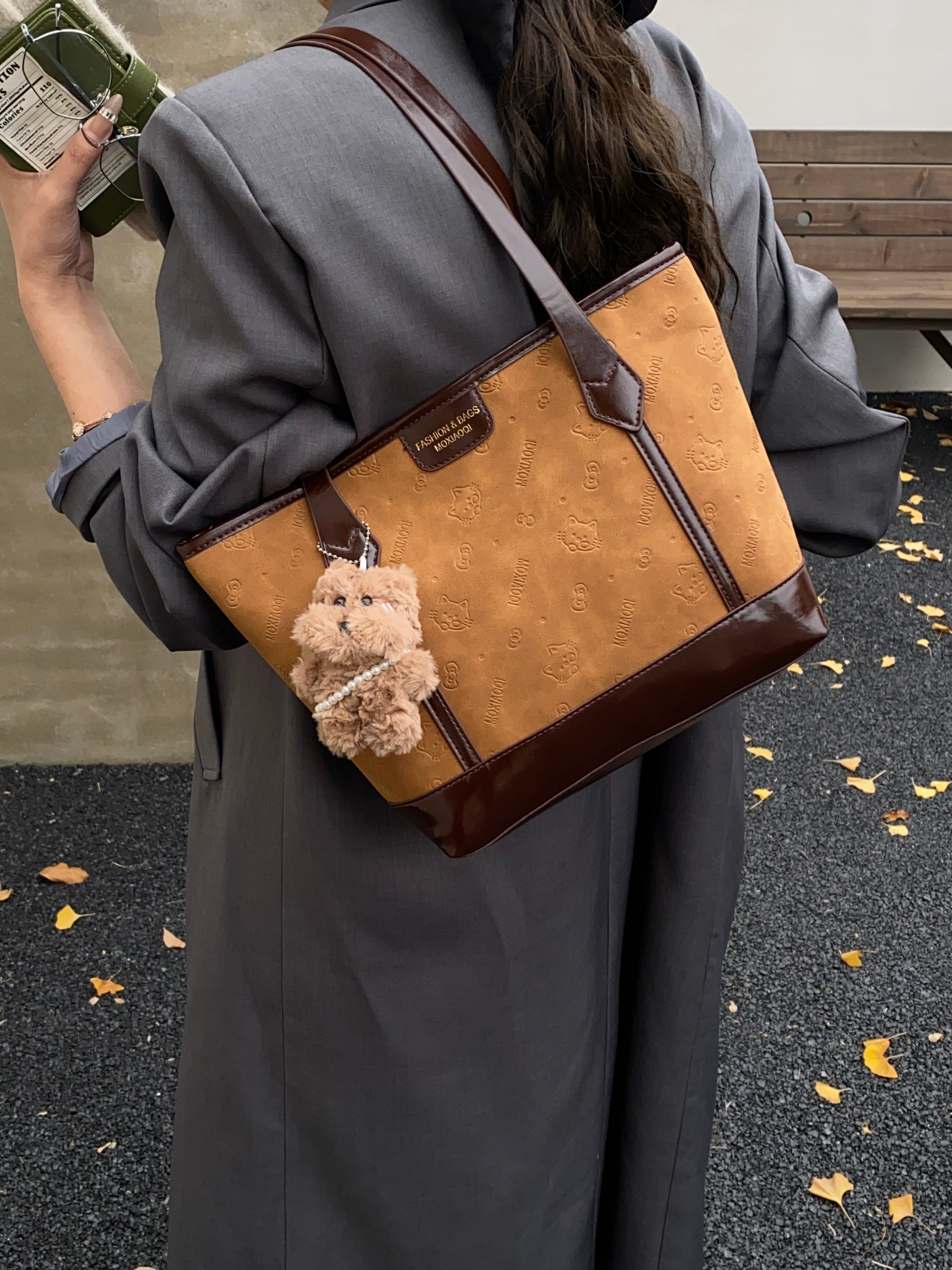 Brown Shoulder Bag with Charm