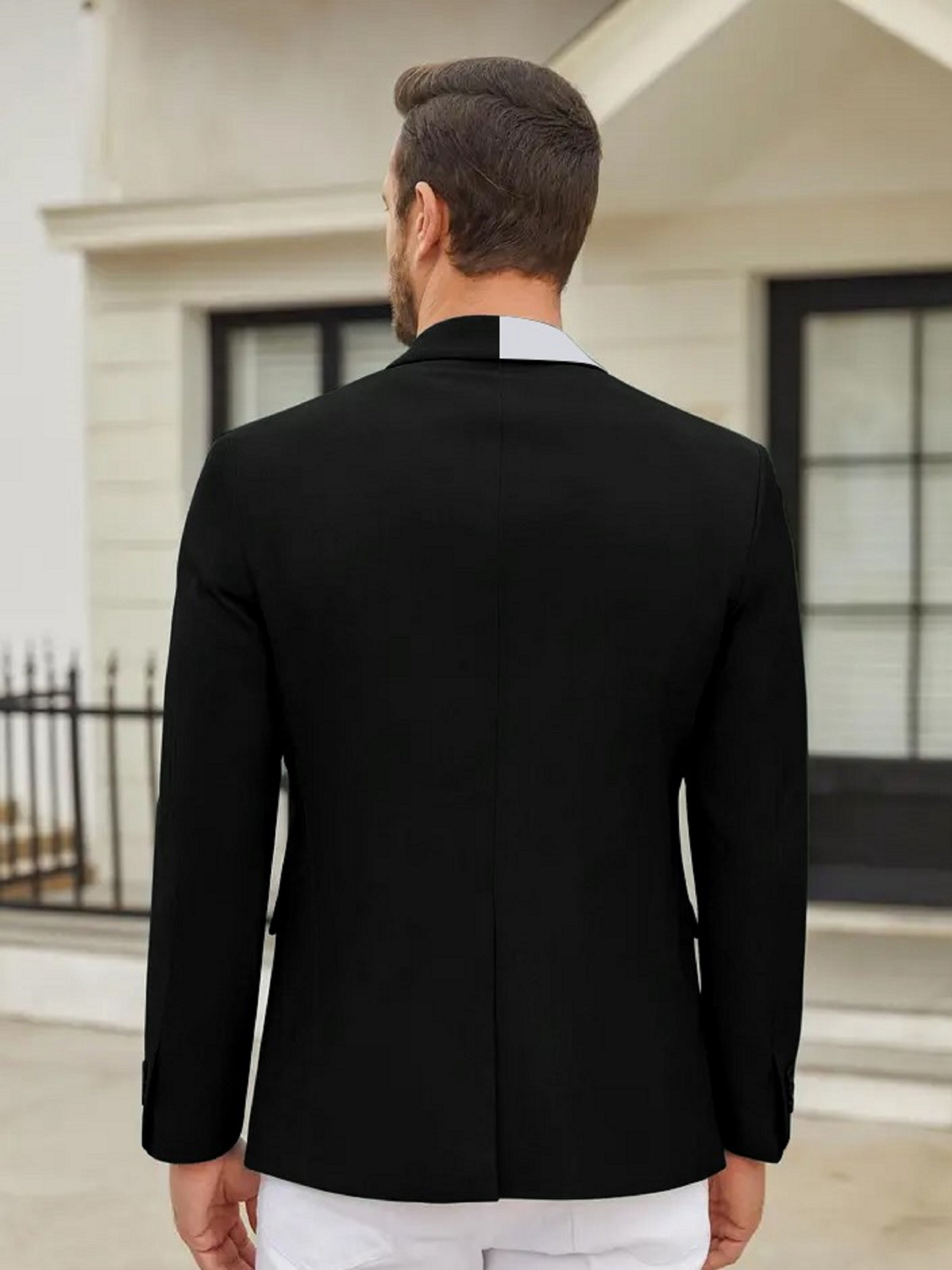 Gradient Black and White Button Blazer