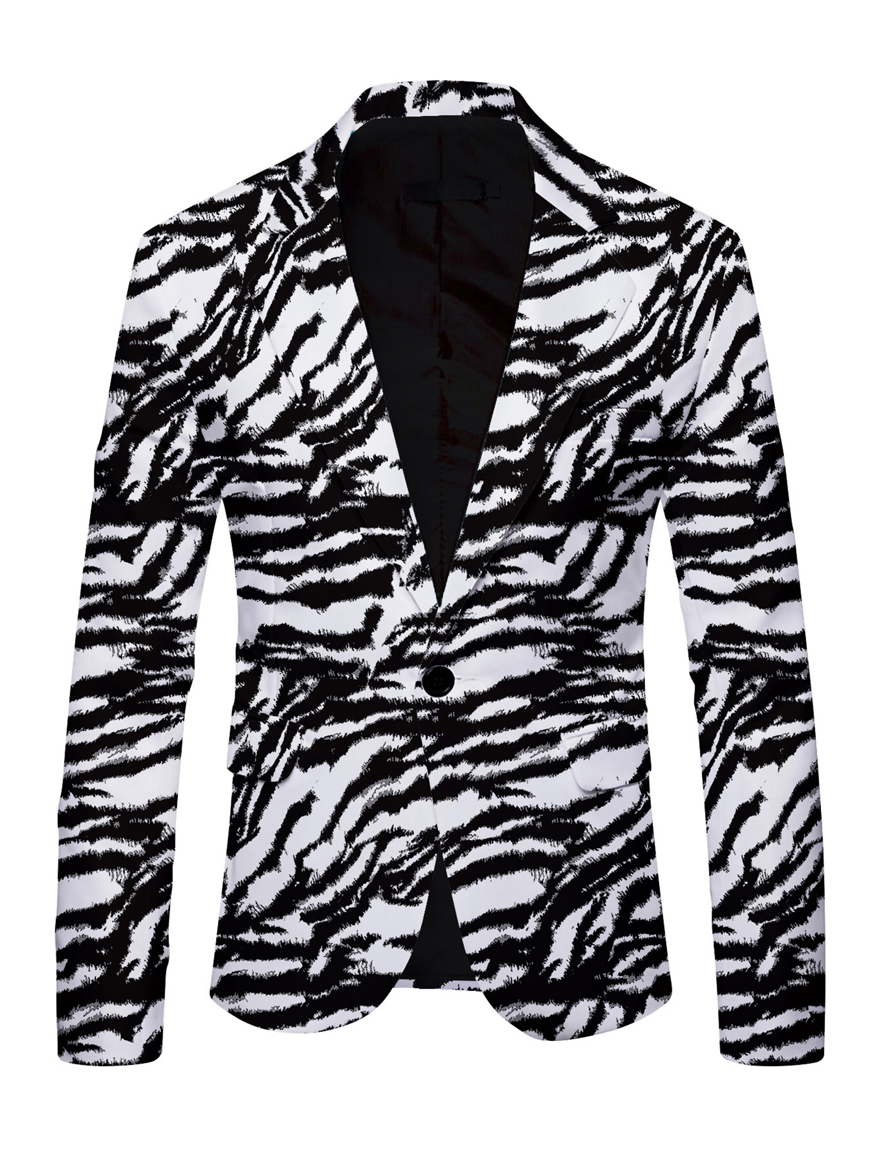 Multi-Color Zebra Print Blazer with Single Button Closure