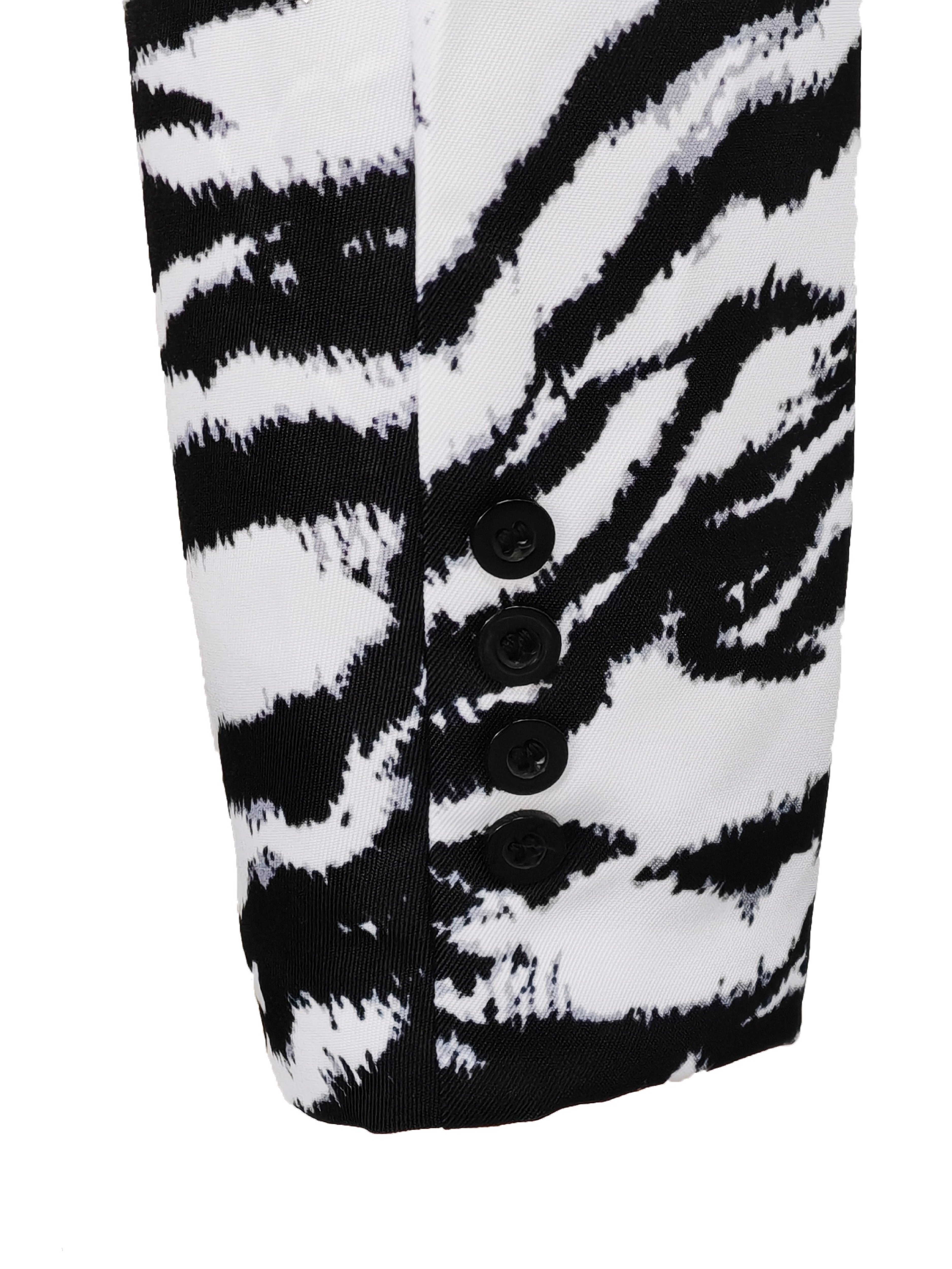 Multi-Color Zebra Print Blazer with Single Button Closure