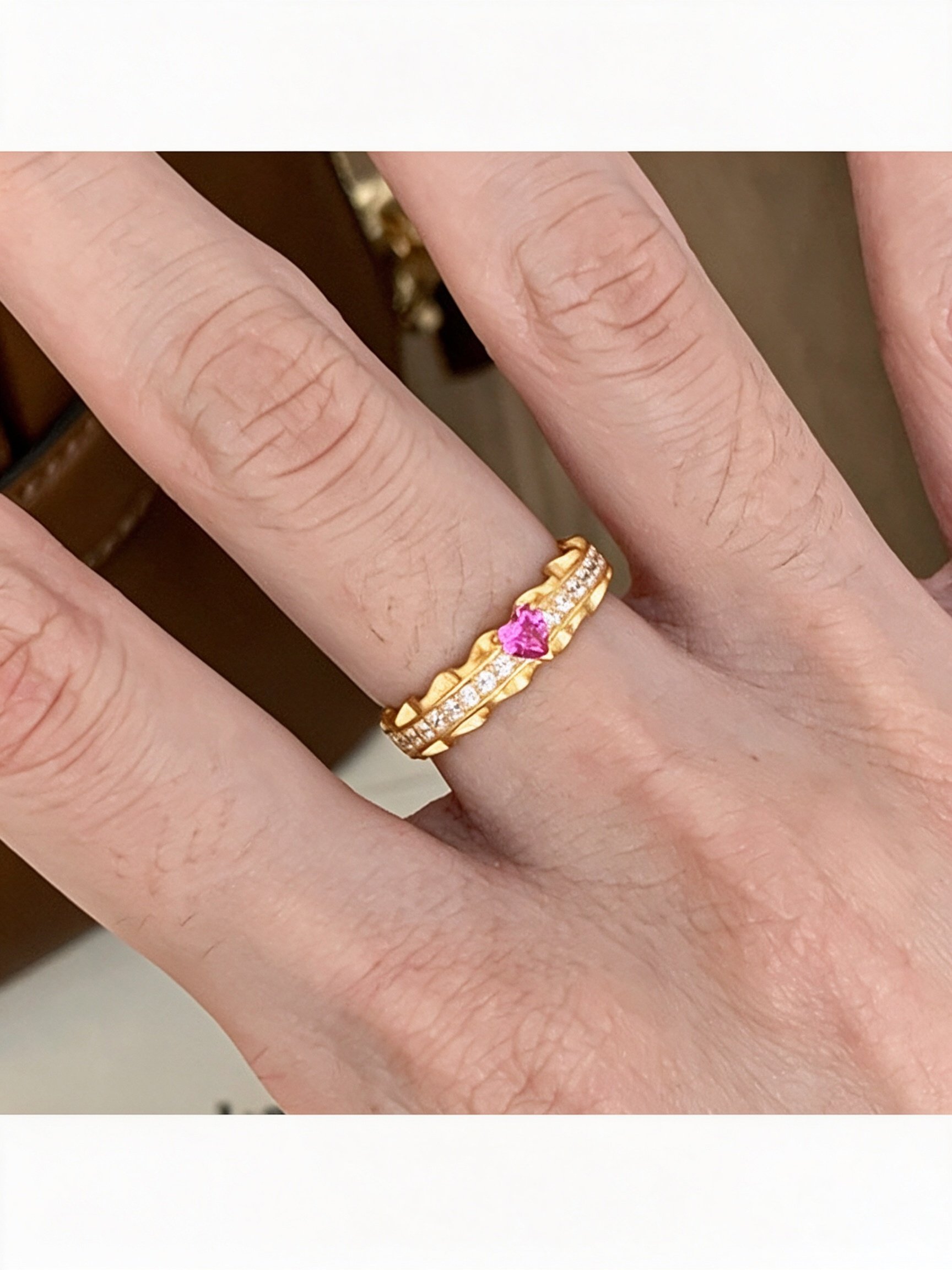Gold Heart Zircon Ring
