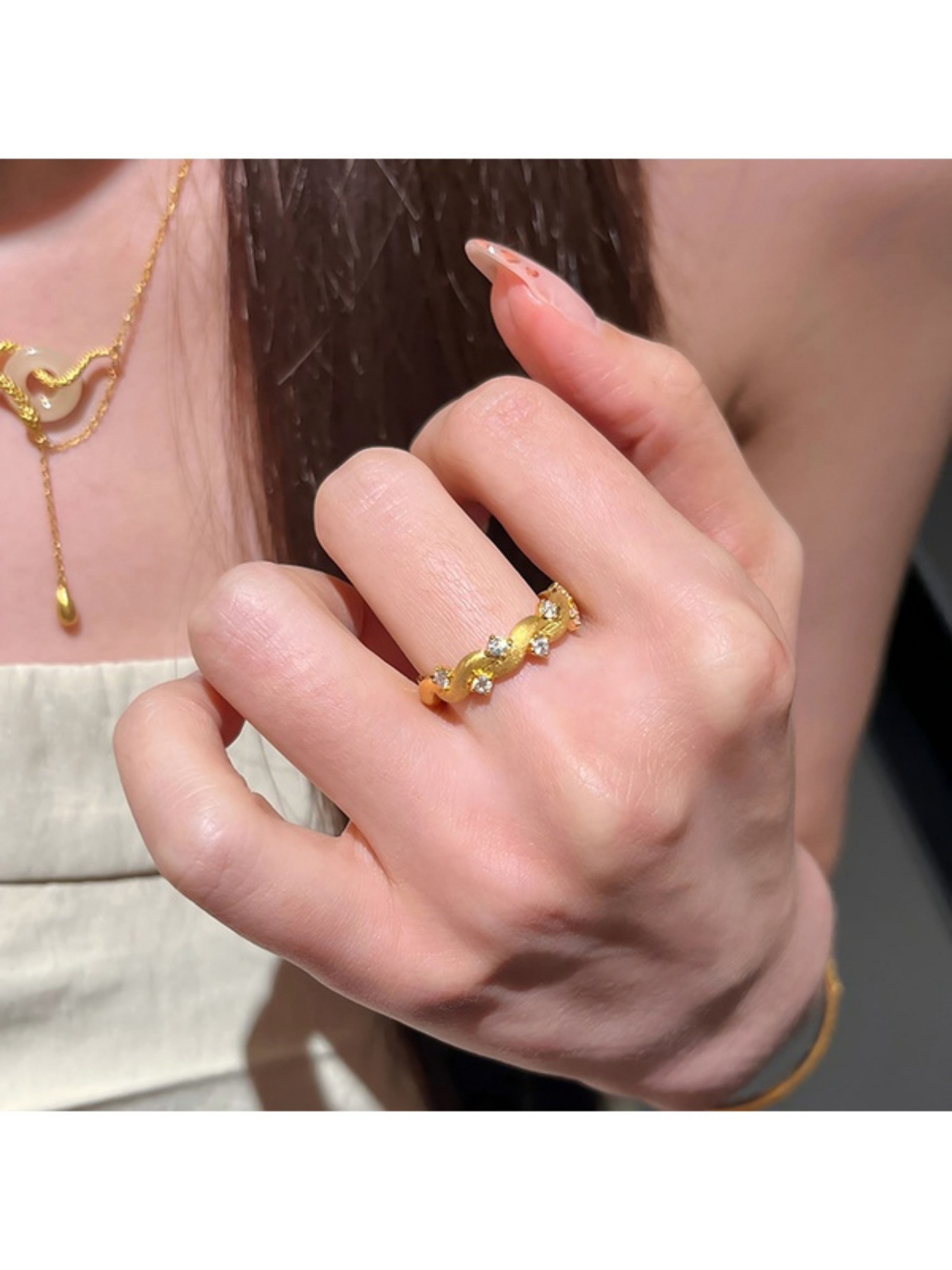 Gold Vine Ring with Diamonds