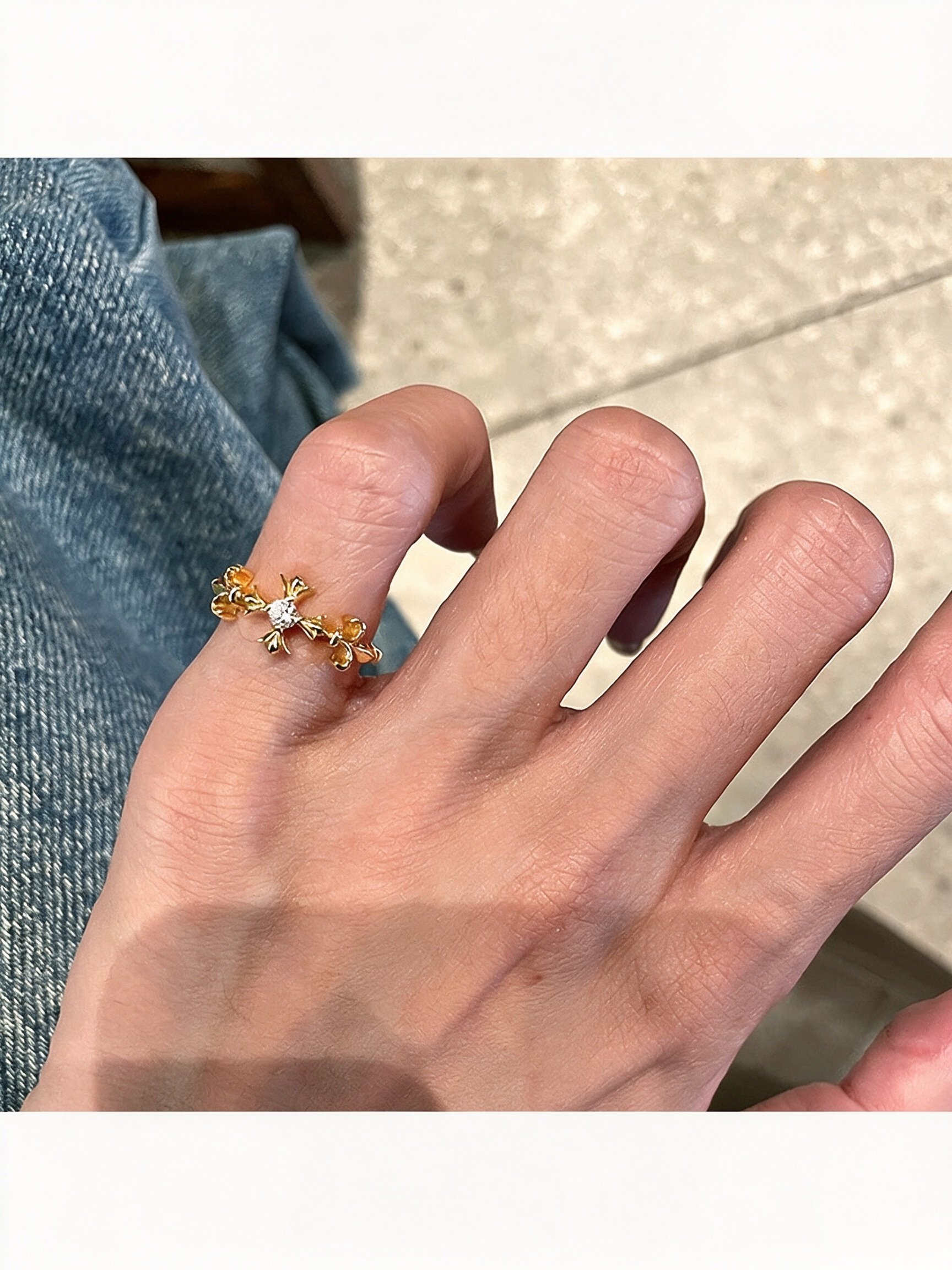Golden Cross Flower Ring