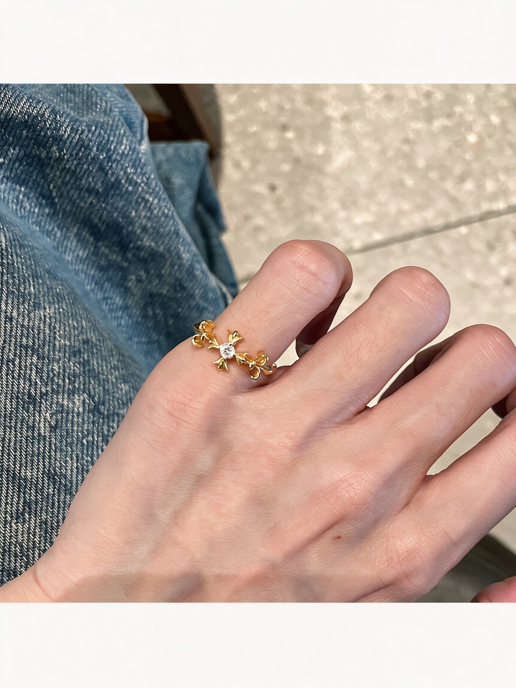 Golden Cross Flower Ring