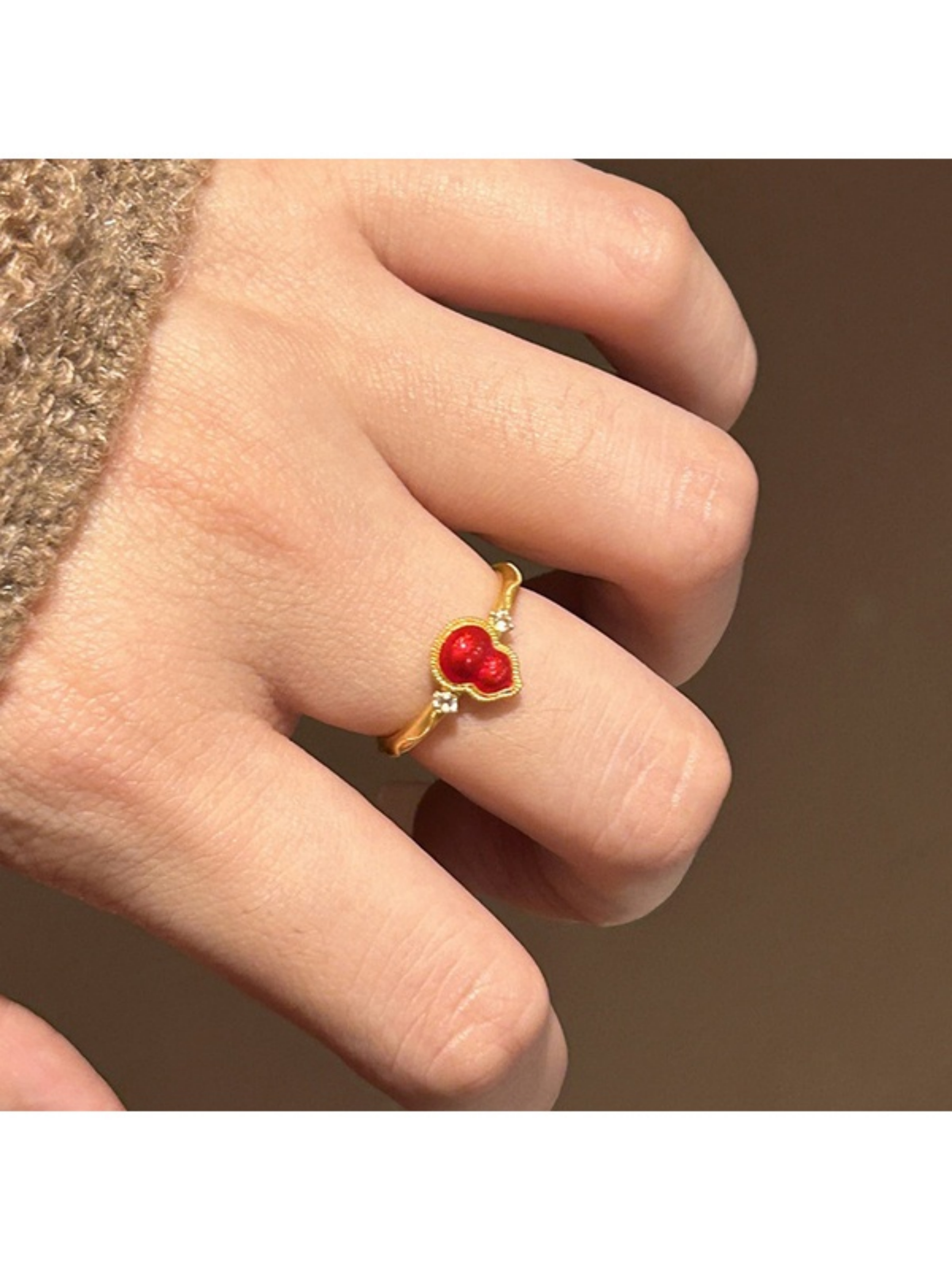 Golden Gourd Charm Adjustable Ring