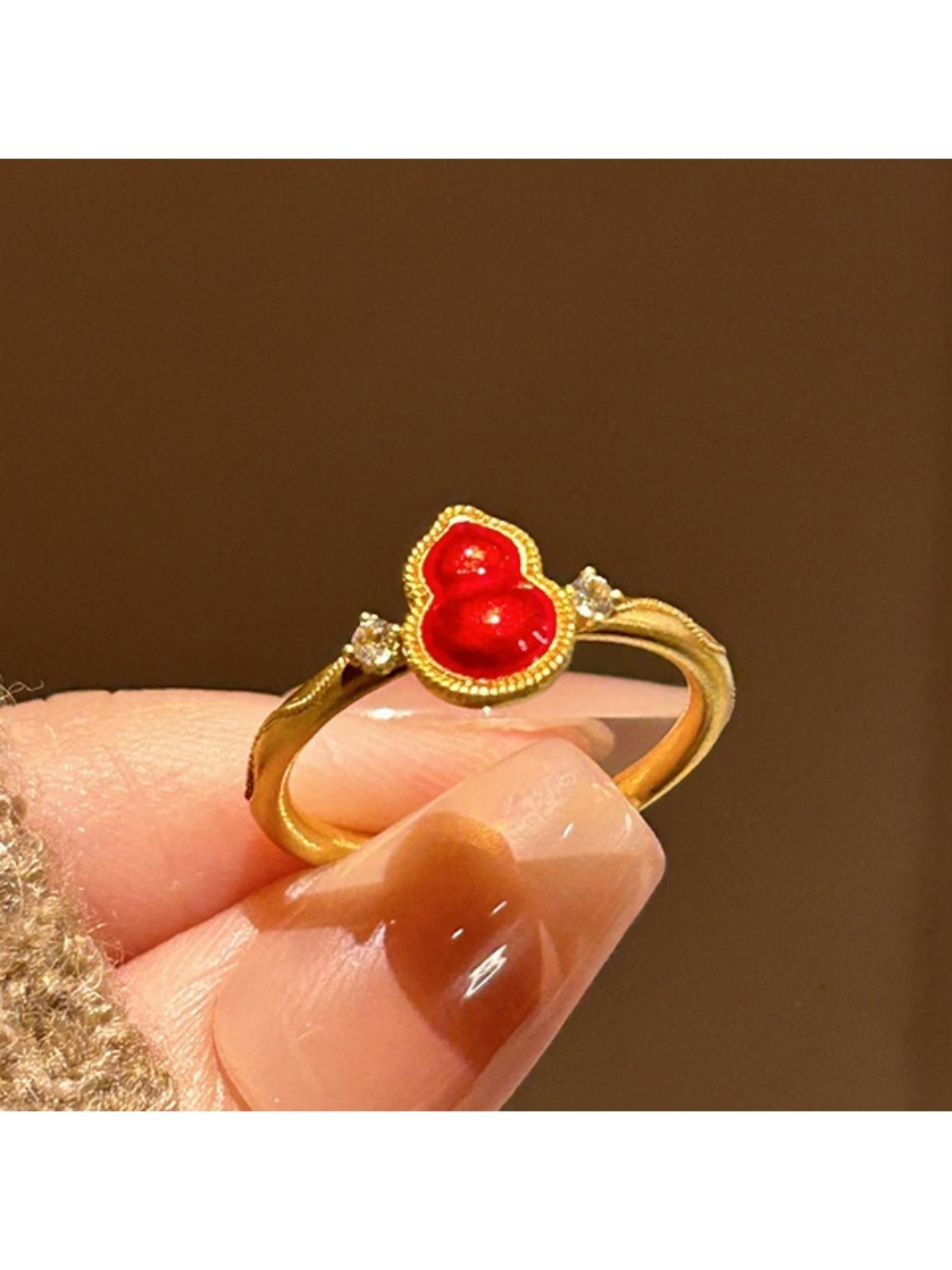 Golden Gourd Charm Adjustable Ring