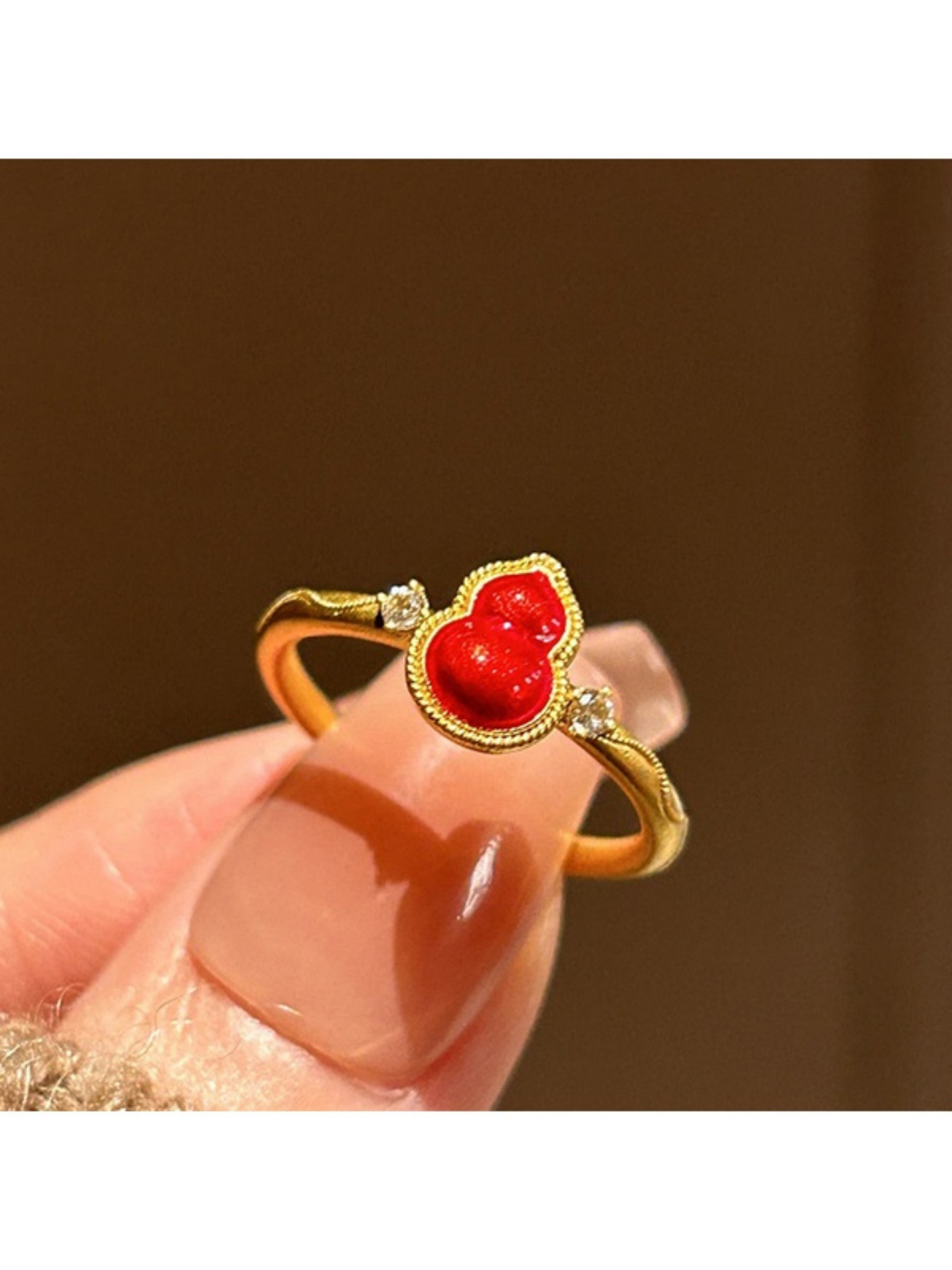 Golden Gourd Charm Adjustable Ring