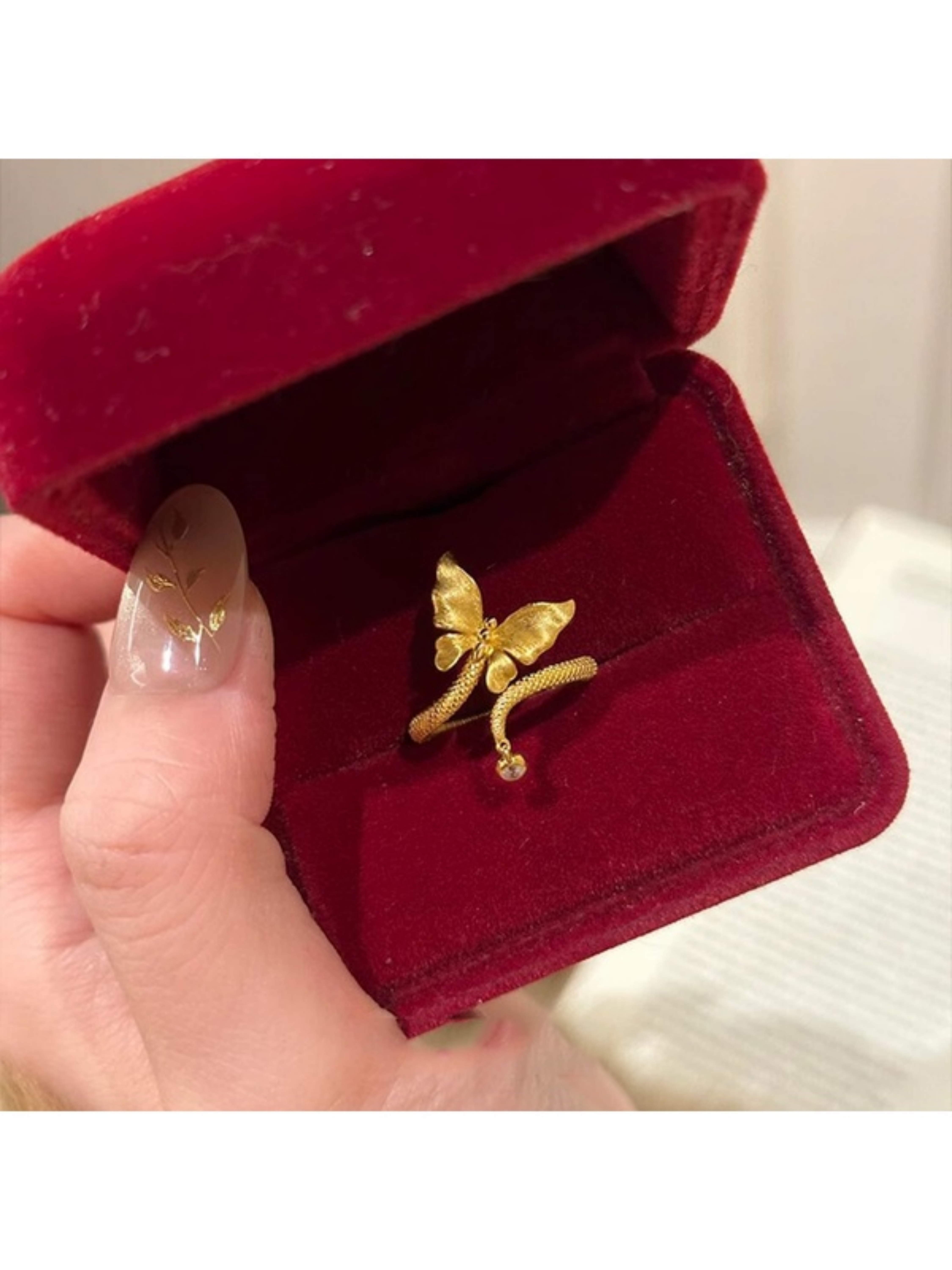 Golden Butterfly Serpent Ring with Dazzling Crystal