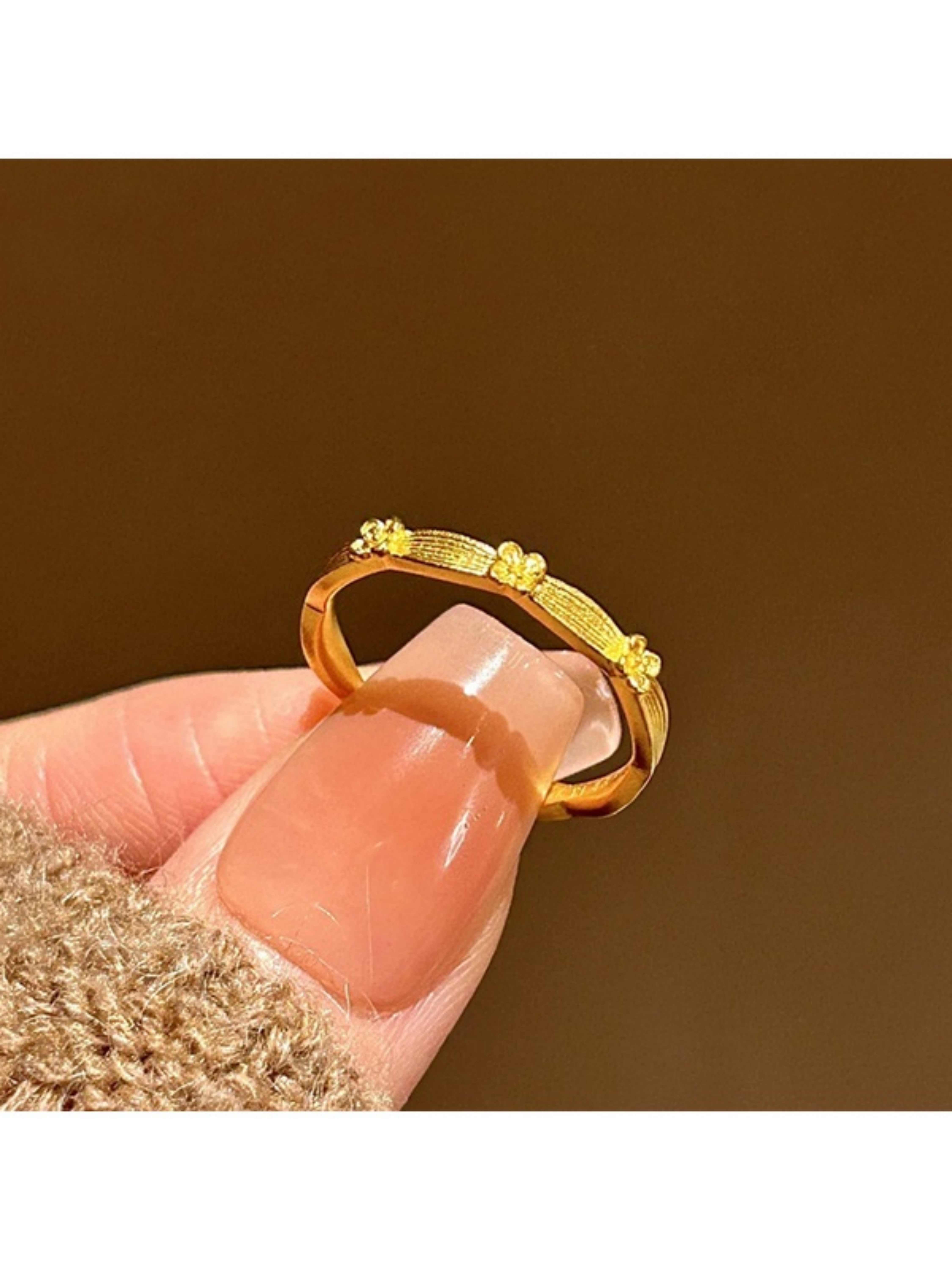 Golden Adjustable Ring with Petite Embellishment
