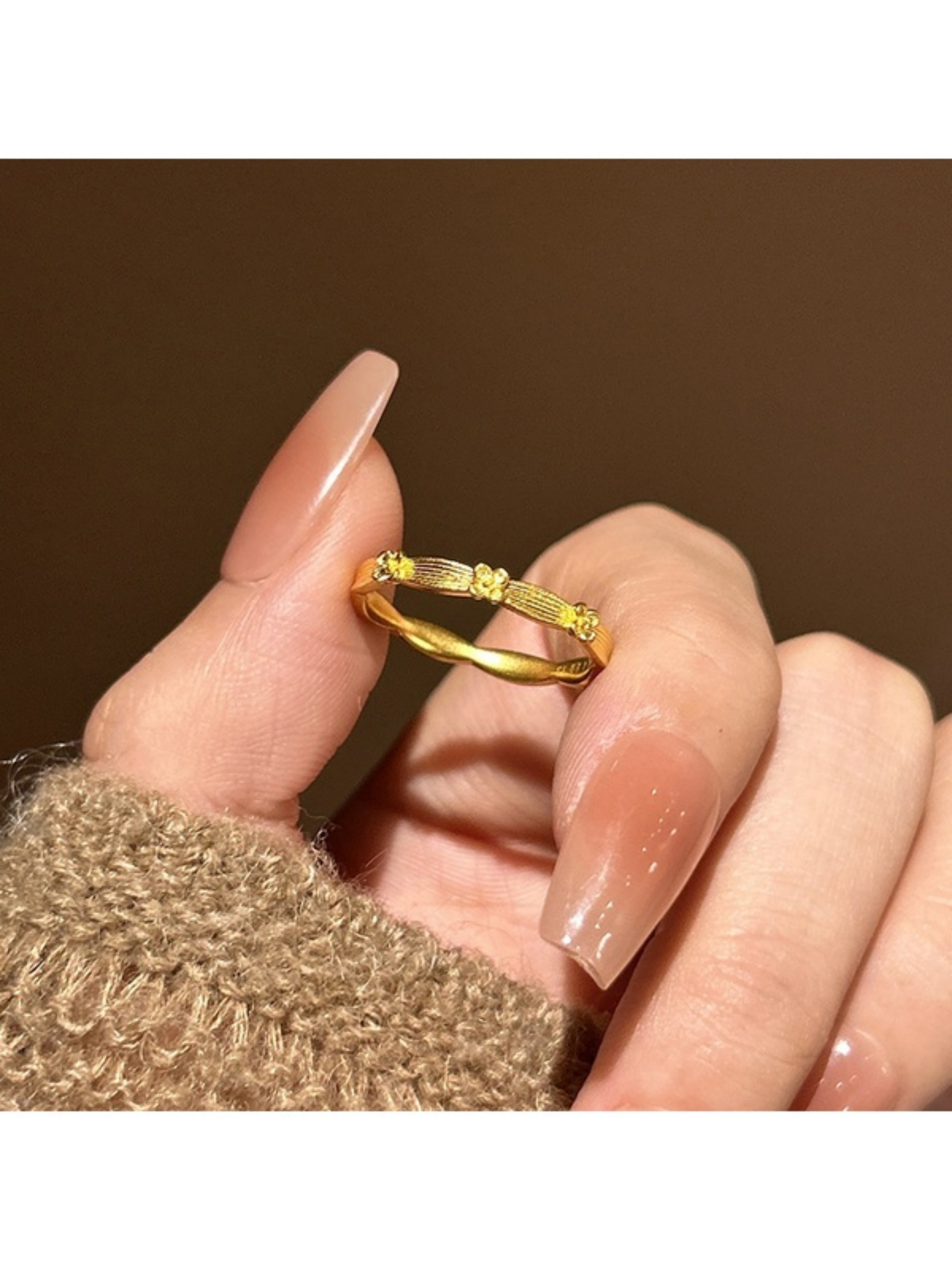 Golden Adjustable Ring with Petite Embellishment