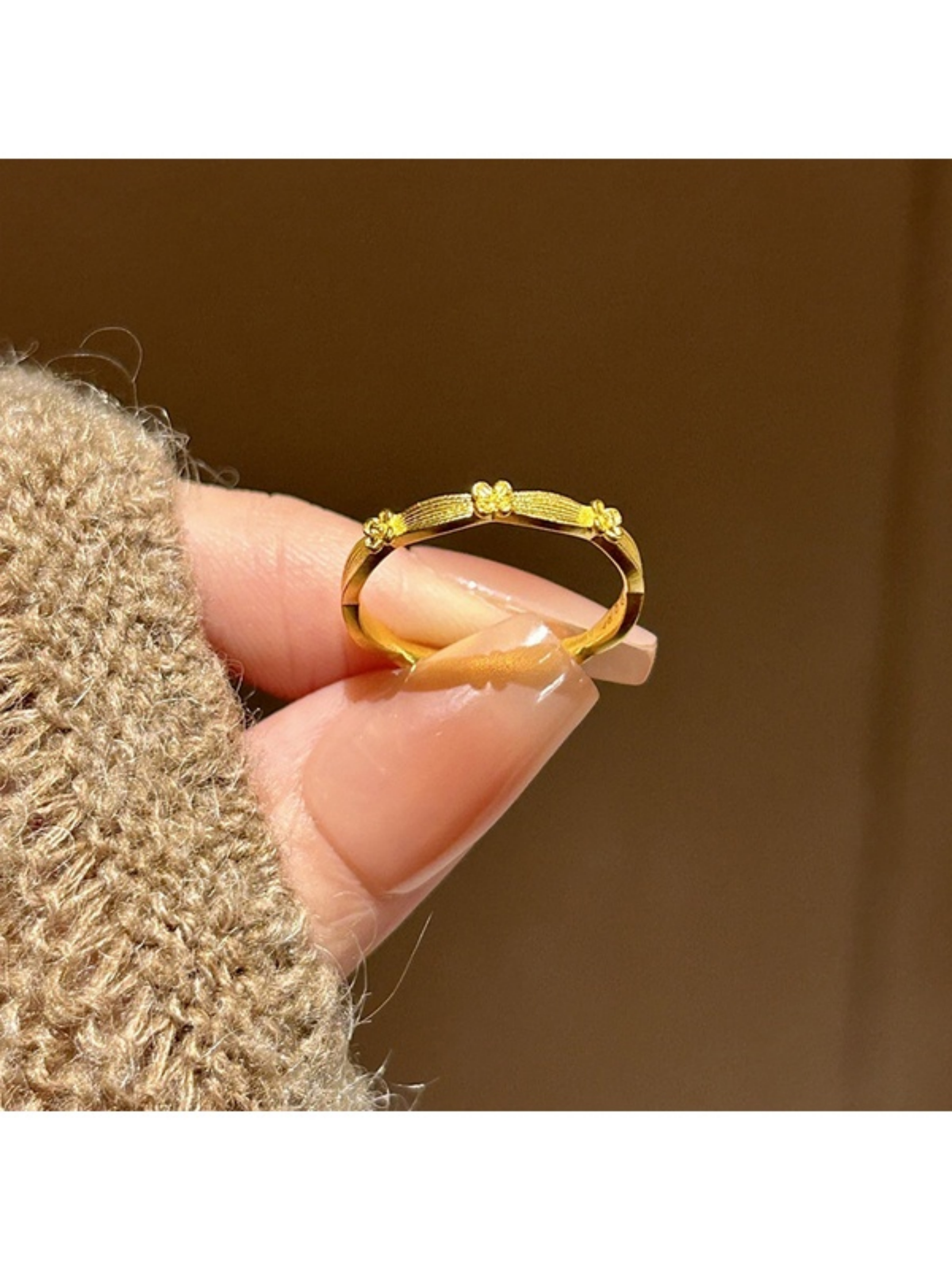 Golden Adjustable Ring with Petite Embellishment