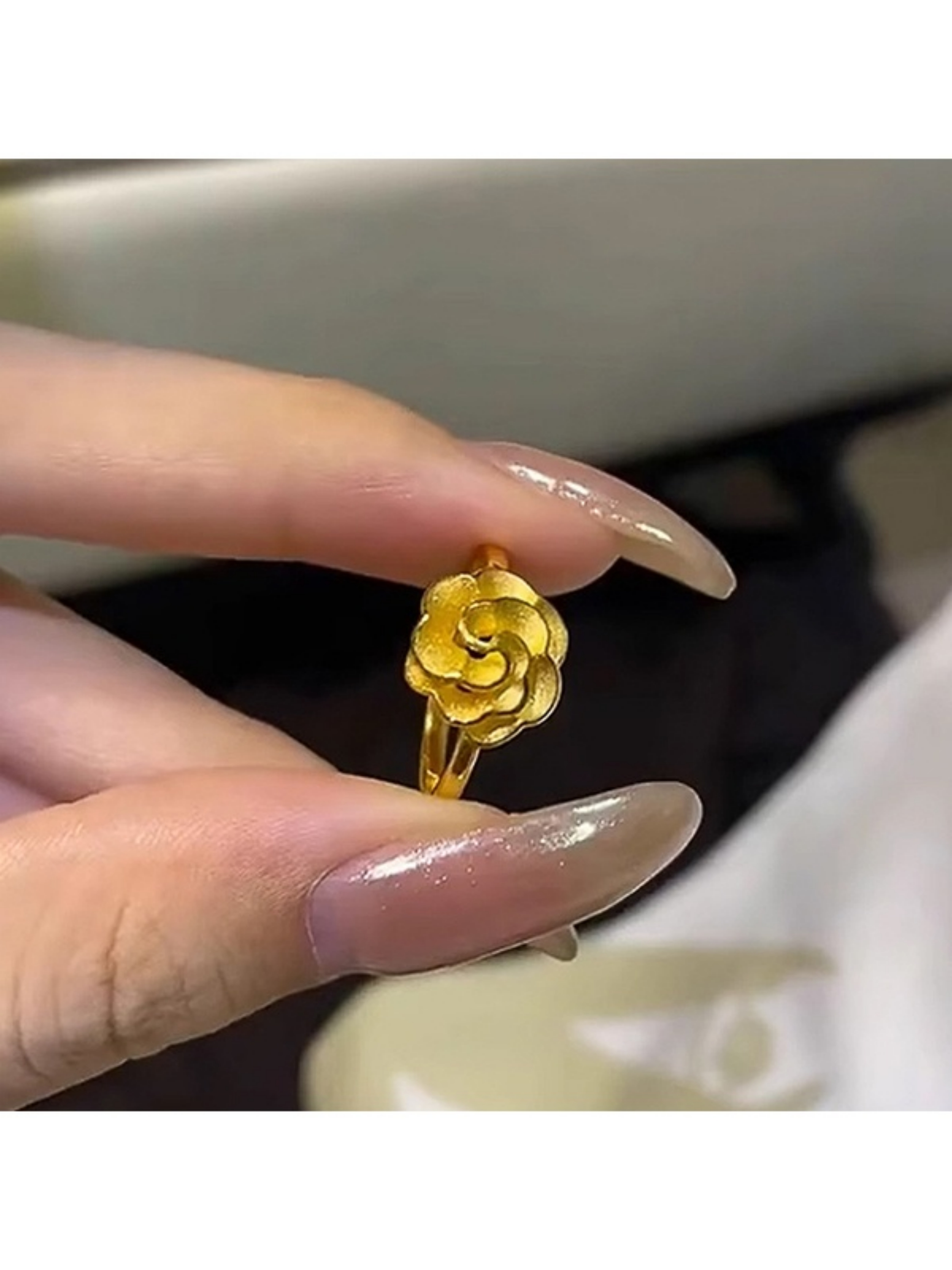 Gold Adjustable Rose Ring