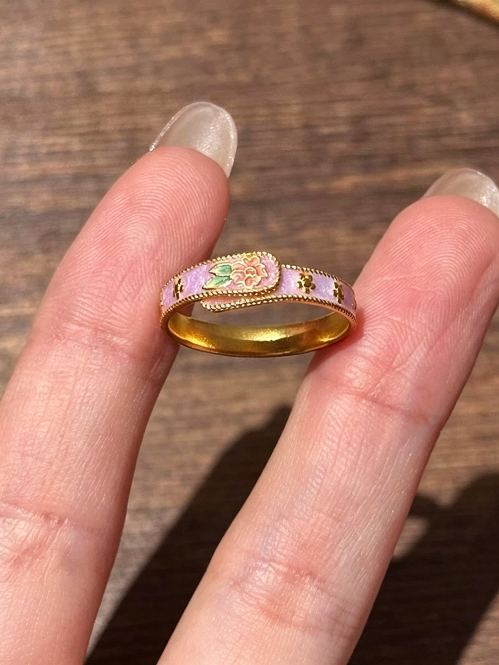 Gold Enamel Floral Ring
