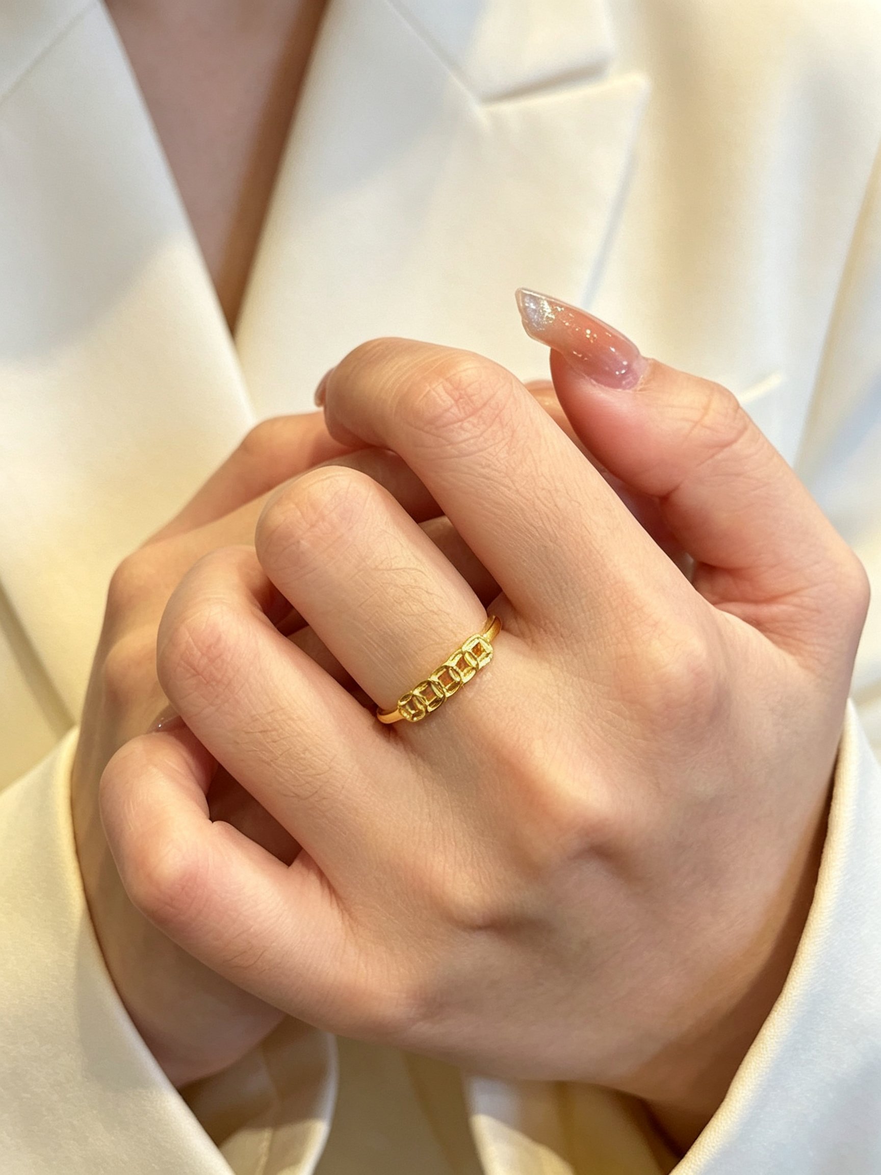 Golden Coin Charm Ring