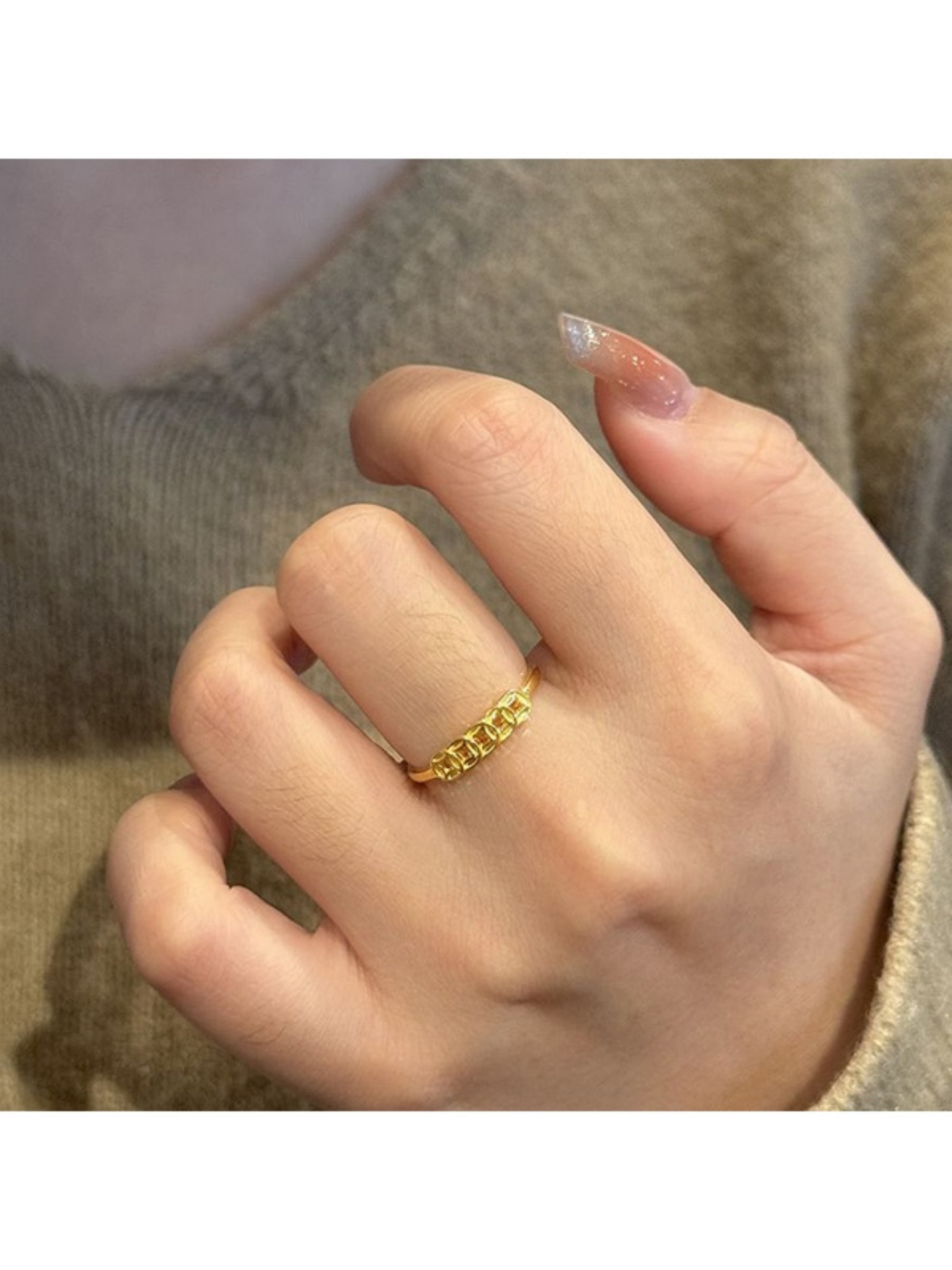 Golden Coin Charm Ring