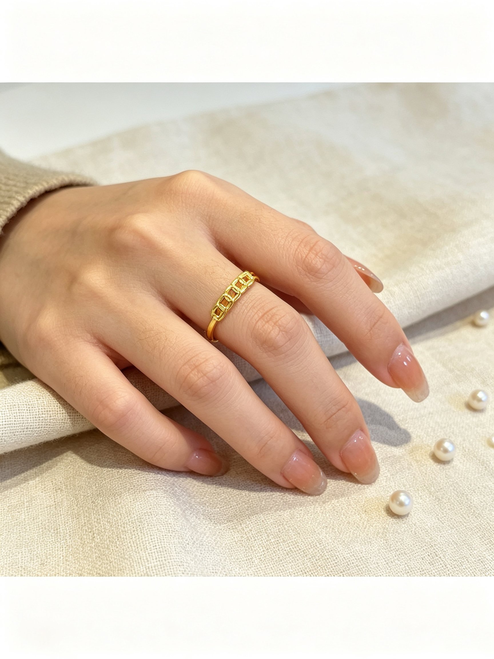 Golden Coin Charm Ring