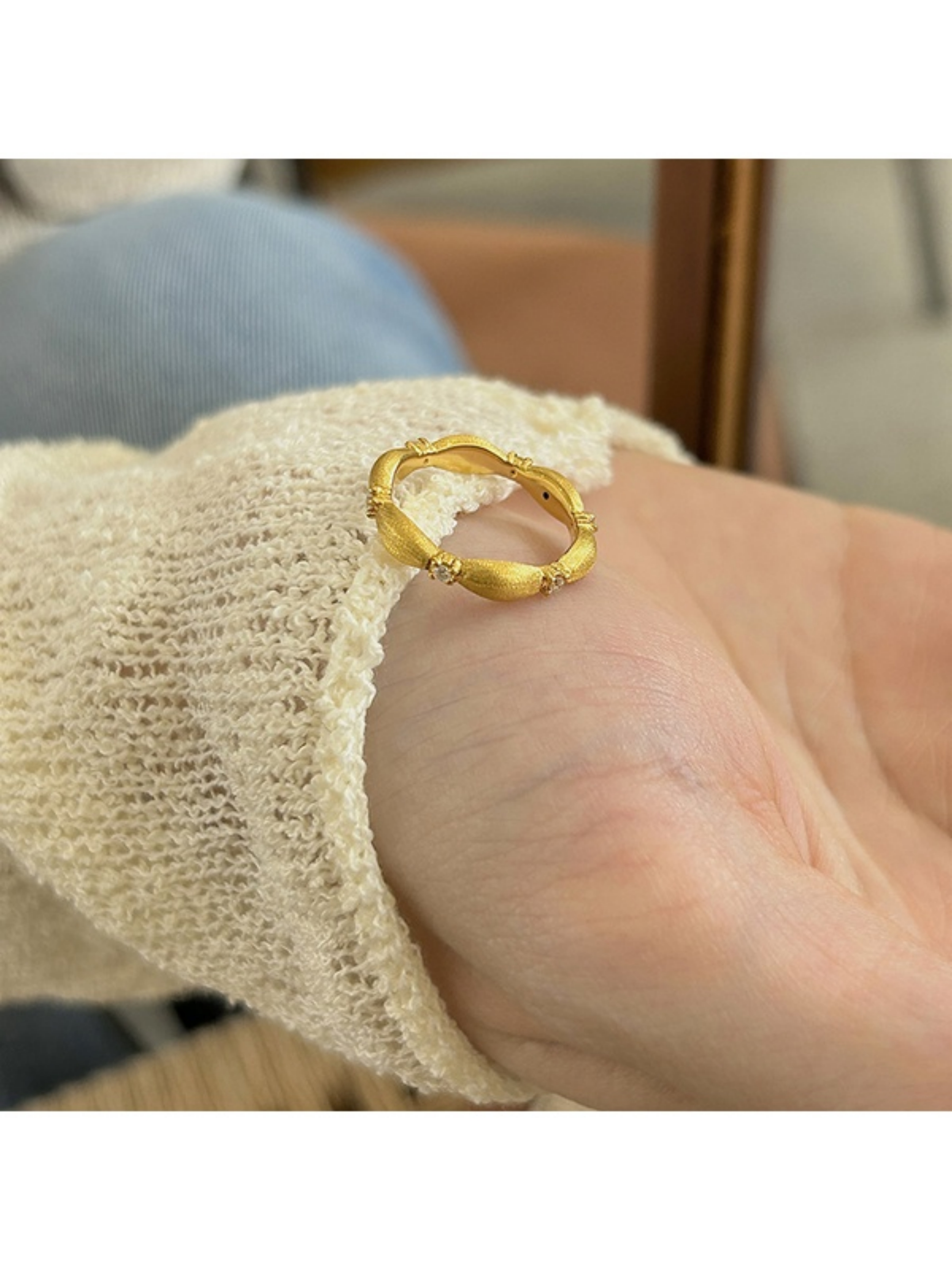Gold Grain Adjustable Ring