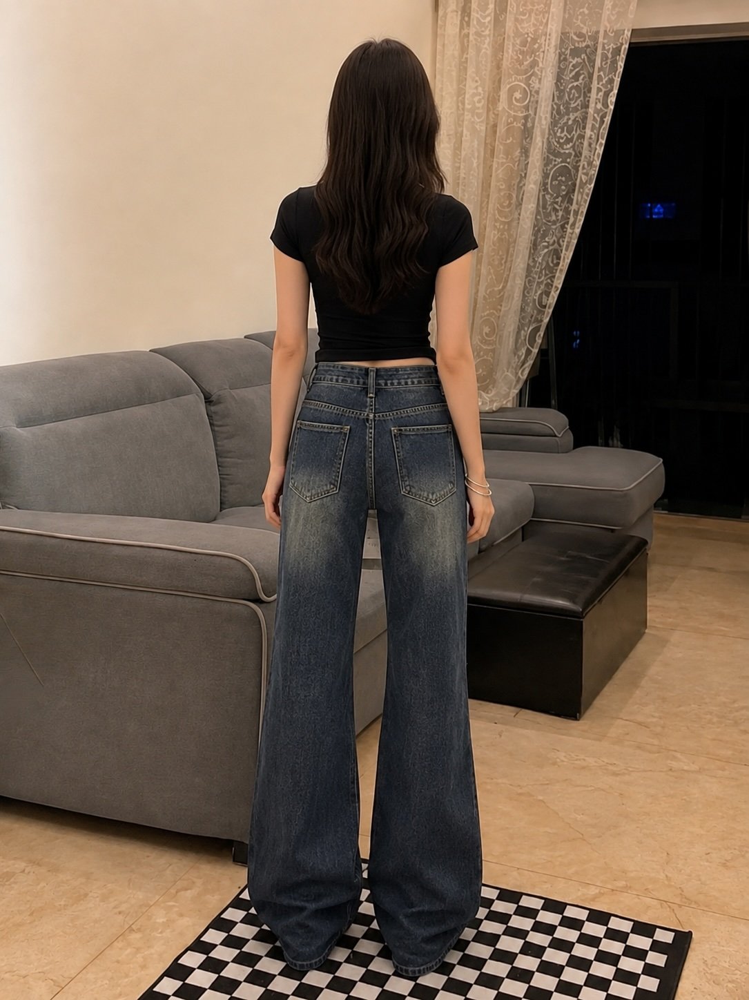 Blue Flared Denim Jeans