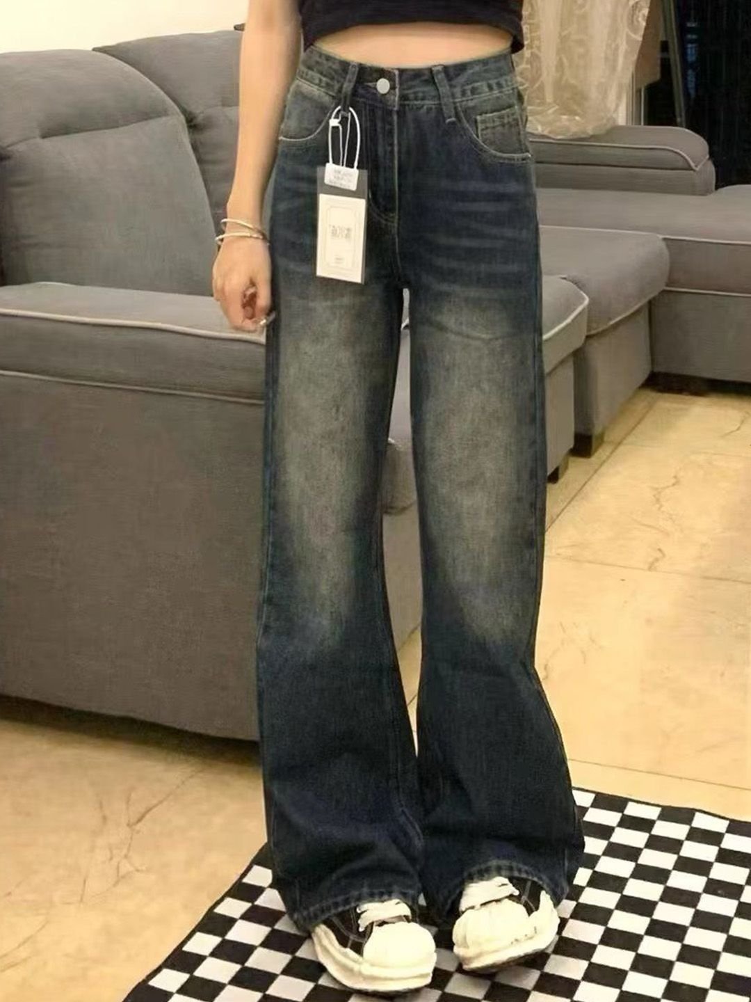 Blue Flared Denim Jeans