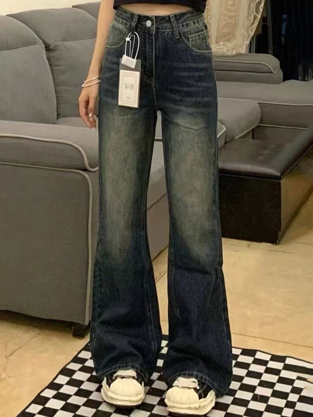 Blue Flared Denim Jeans