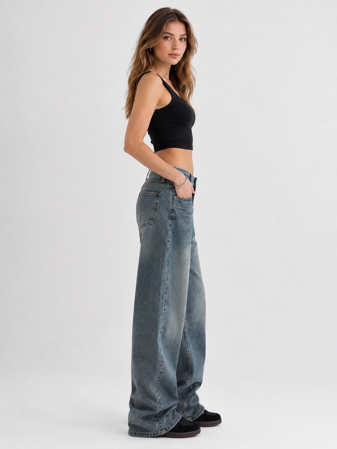 Grey Baggy Fit Denim Jeans