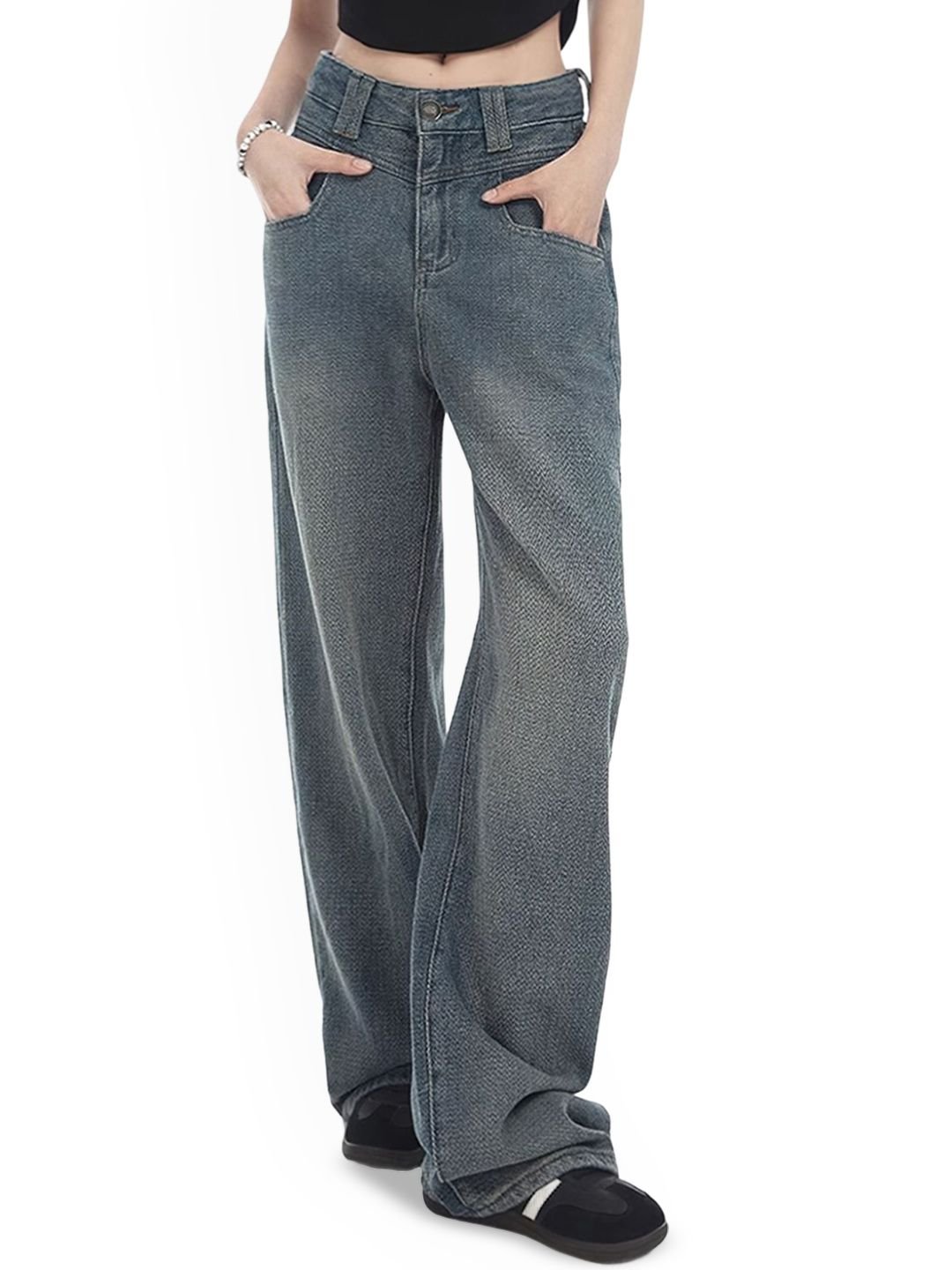Grey Baggy Fit Denim Jeans