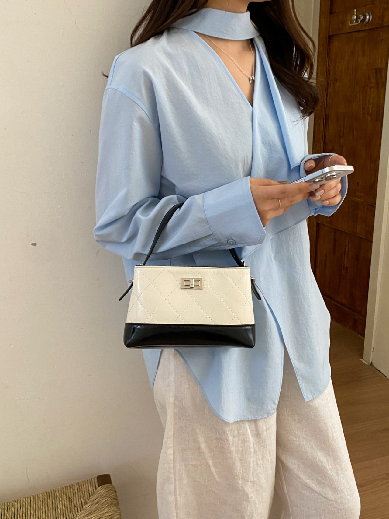 White Quilted Tote Bag