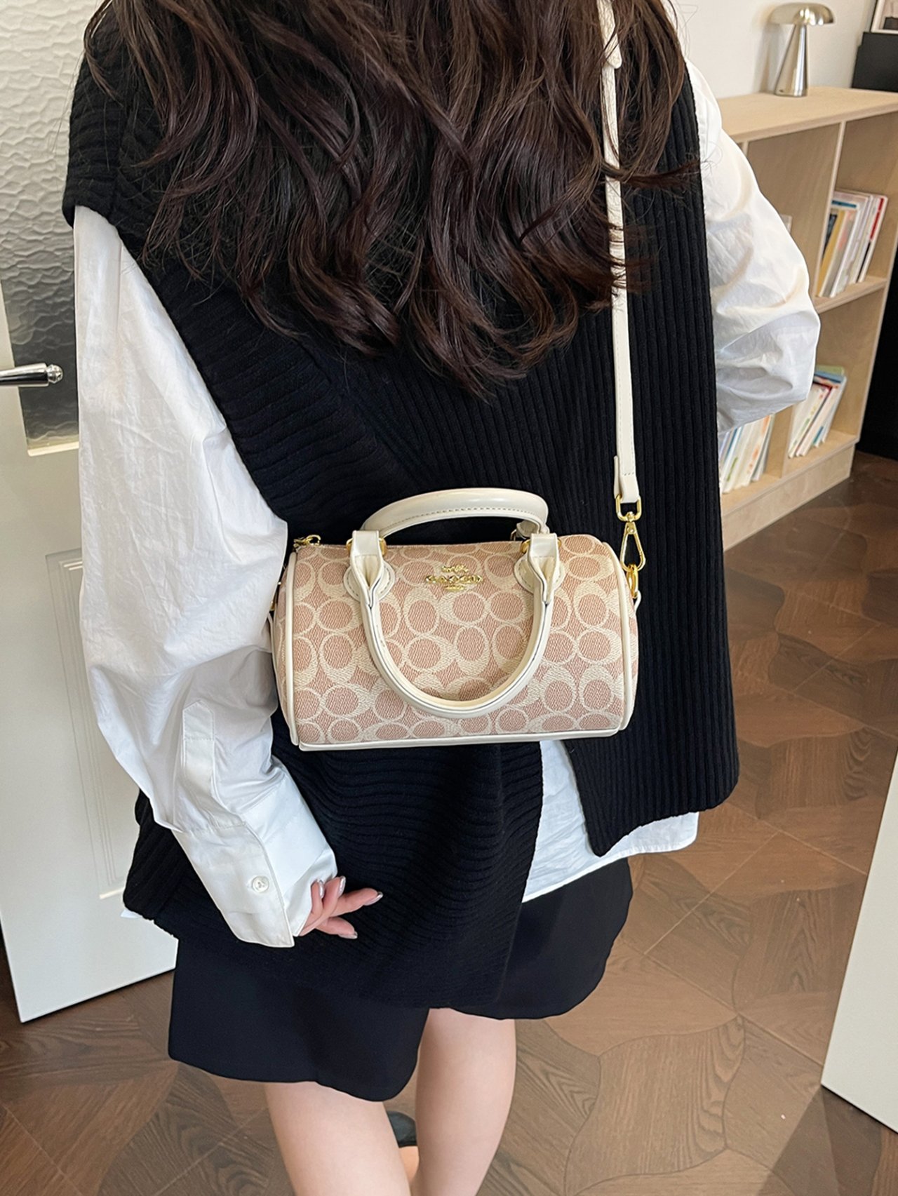 Khaki Patterned Crossbody Bag