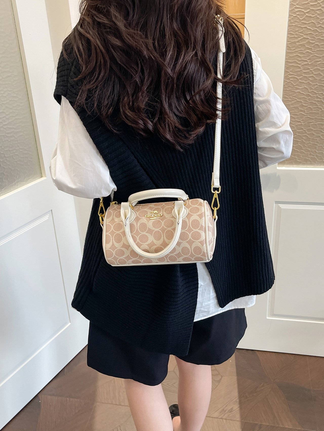 Khaki Patterned Crossbody Bag