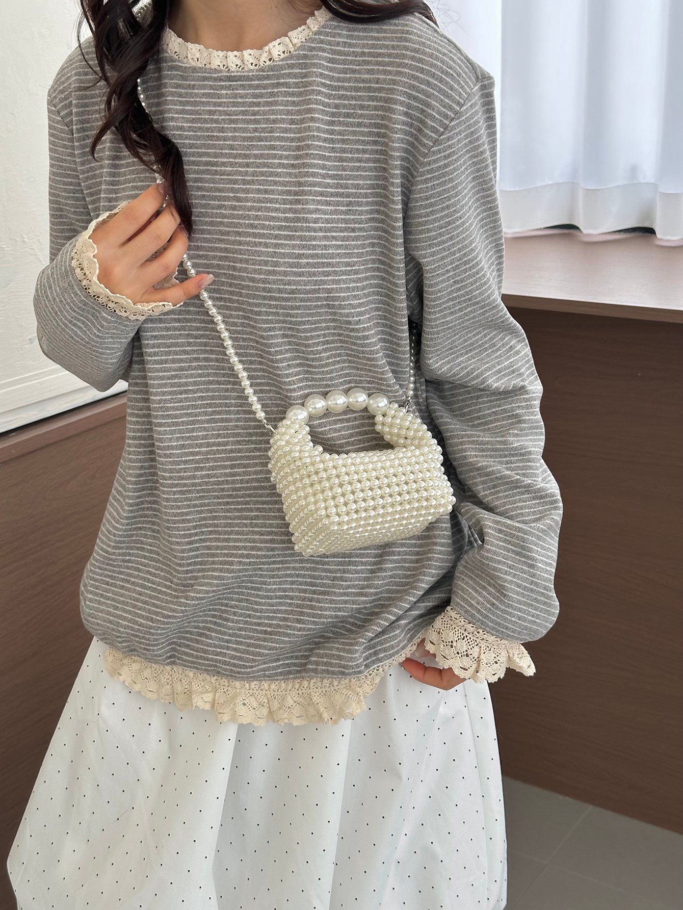 Pearl Beaded Mini Crossbody Bag