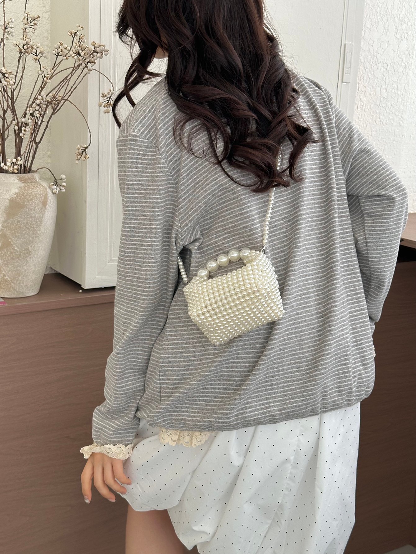 Pearl Beaded Mini Crossbody Bag