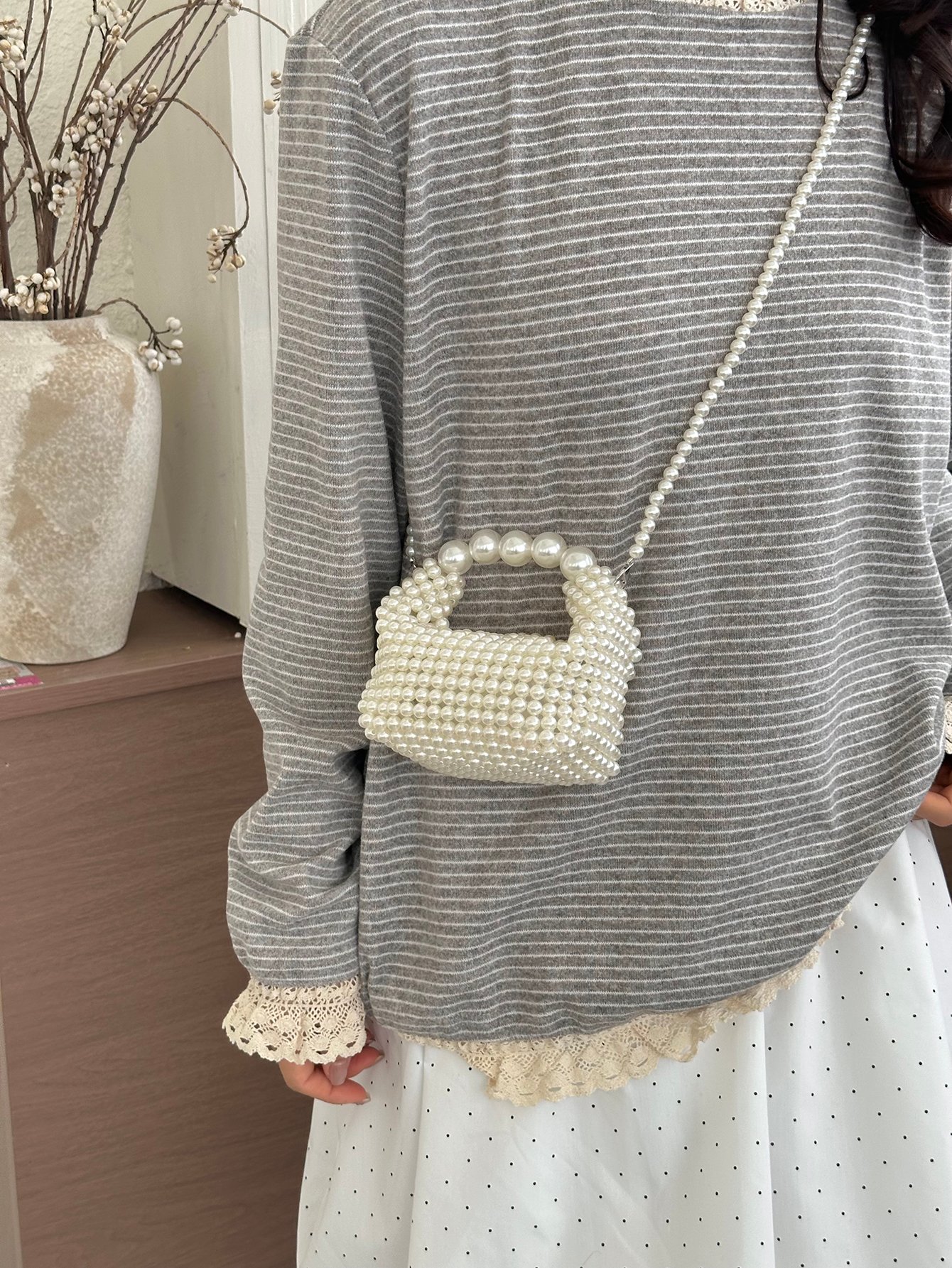 Pearl Beaded Mini Crossbody Bag