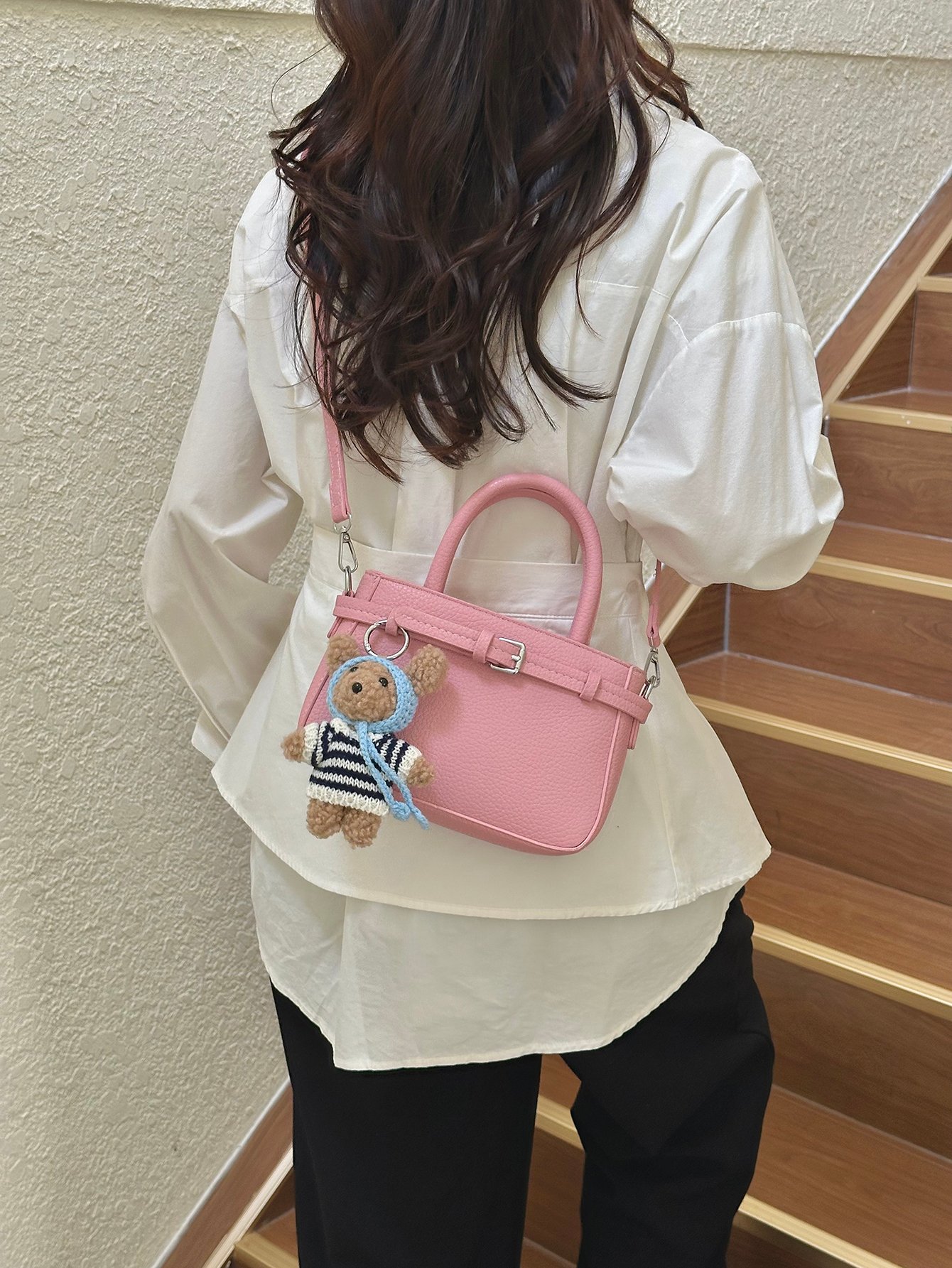 Pink Crossbody Bag with Adjustable Strap