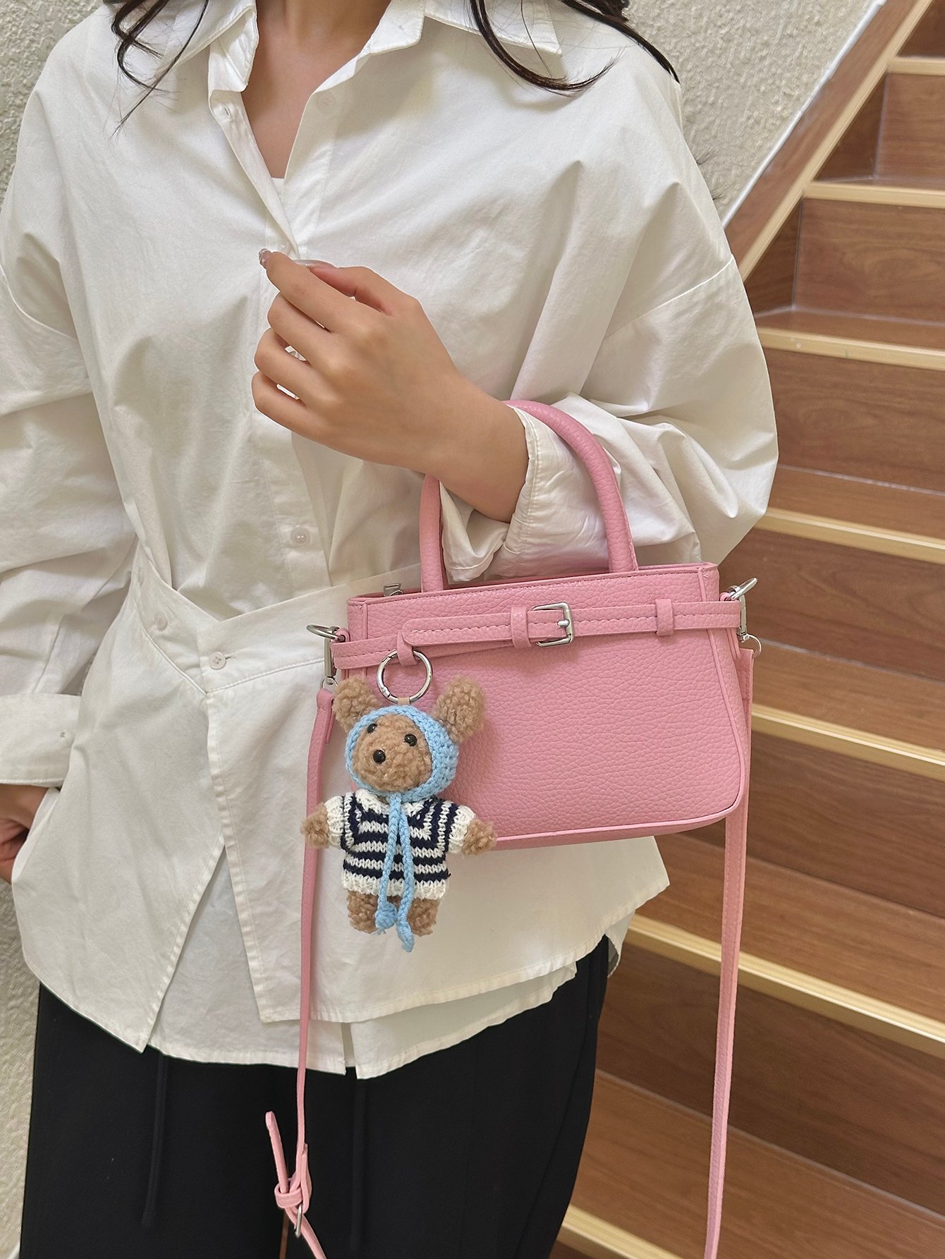 Pink Crossbody Bag with Adjustable Strap