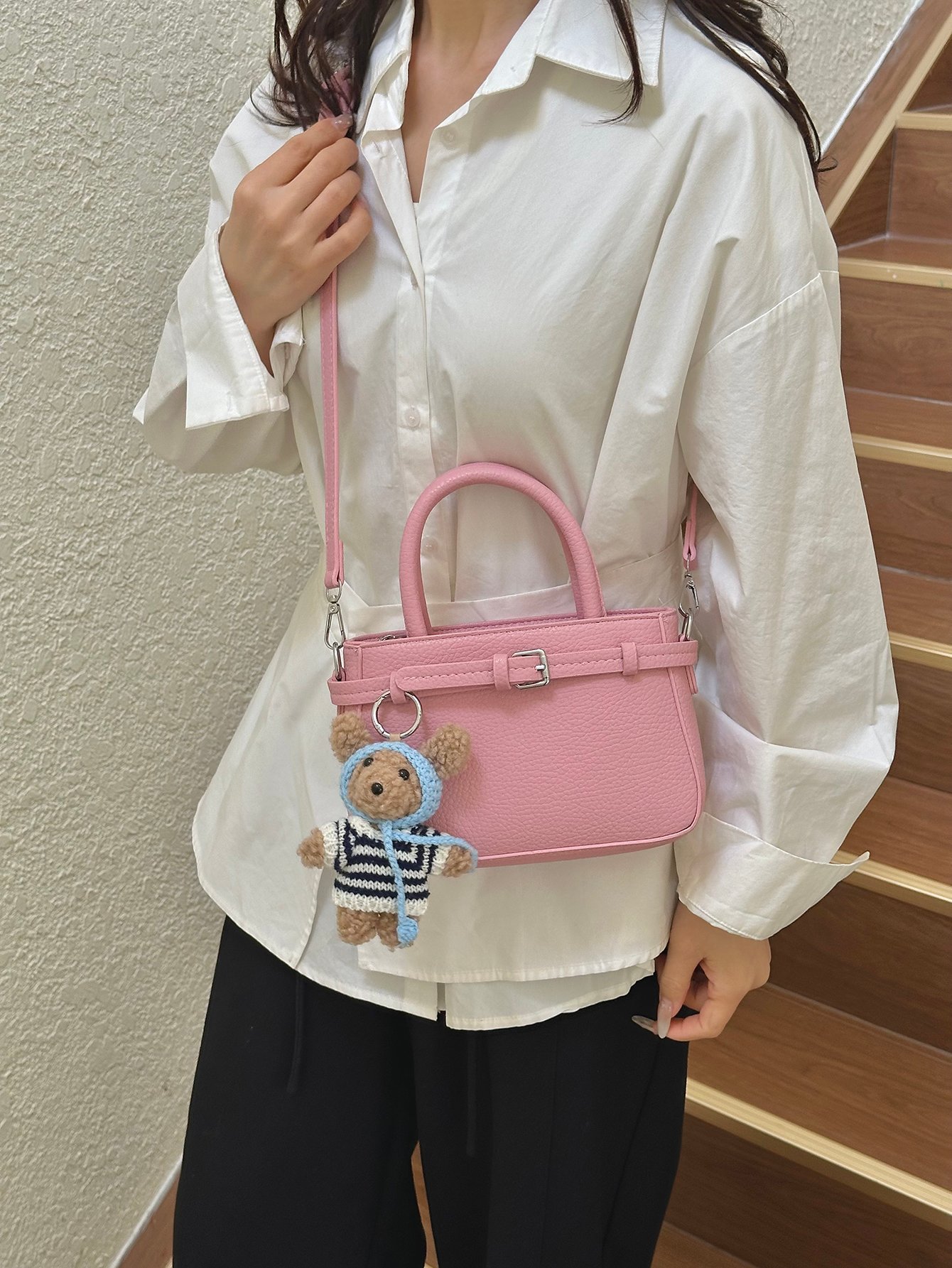 Pink Crossbody Bag with Adjustable Strap
