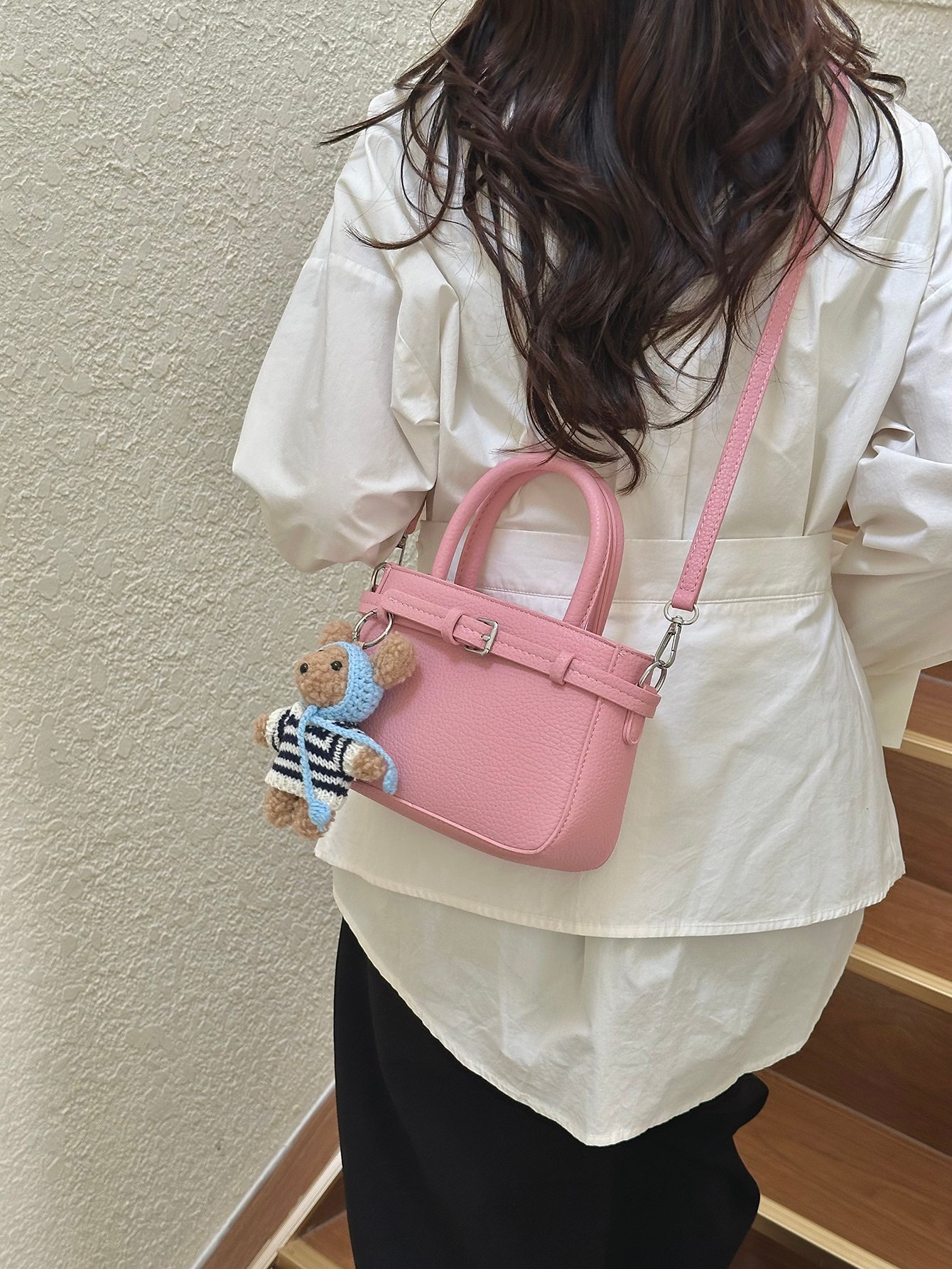 Pink Crossbody Bag with Adjustable Strap
