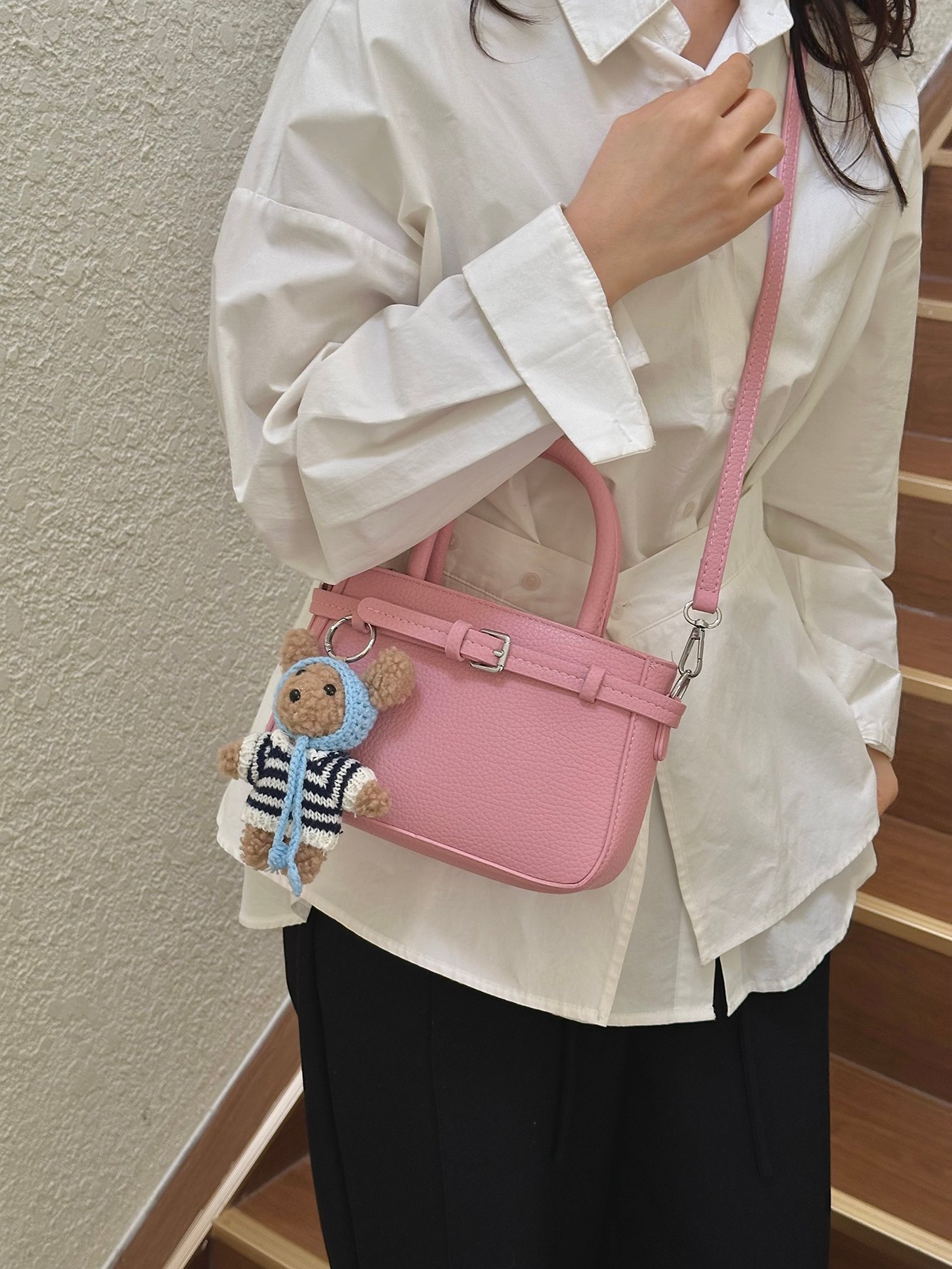 Pink Crossbody Bag with Adjustable Strap