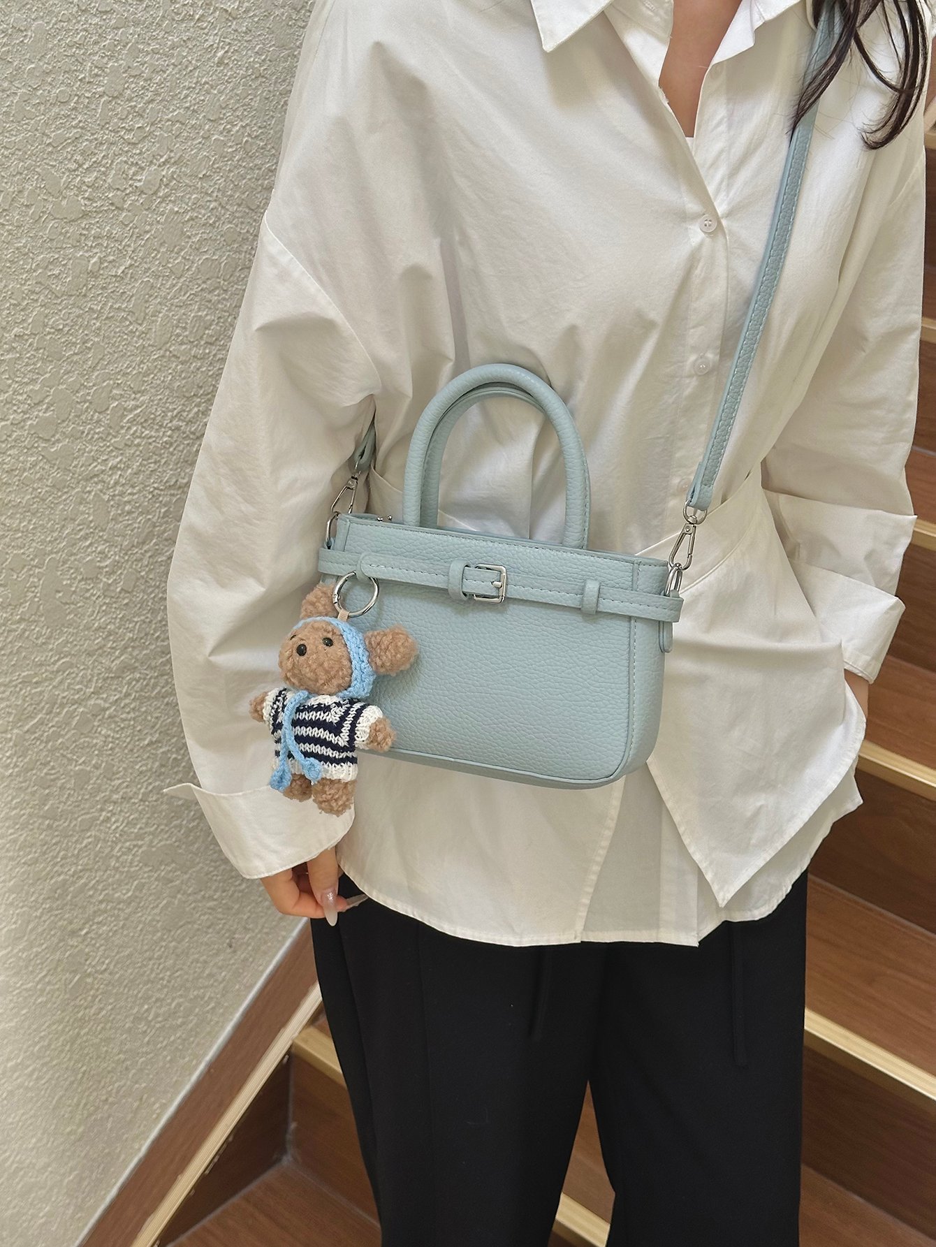 Sky Blue Mini Tote Crossbody Bag