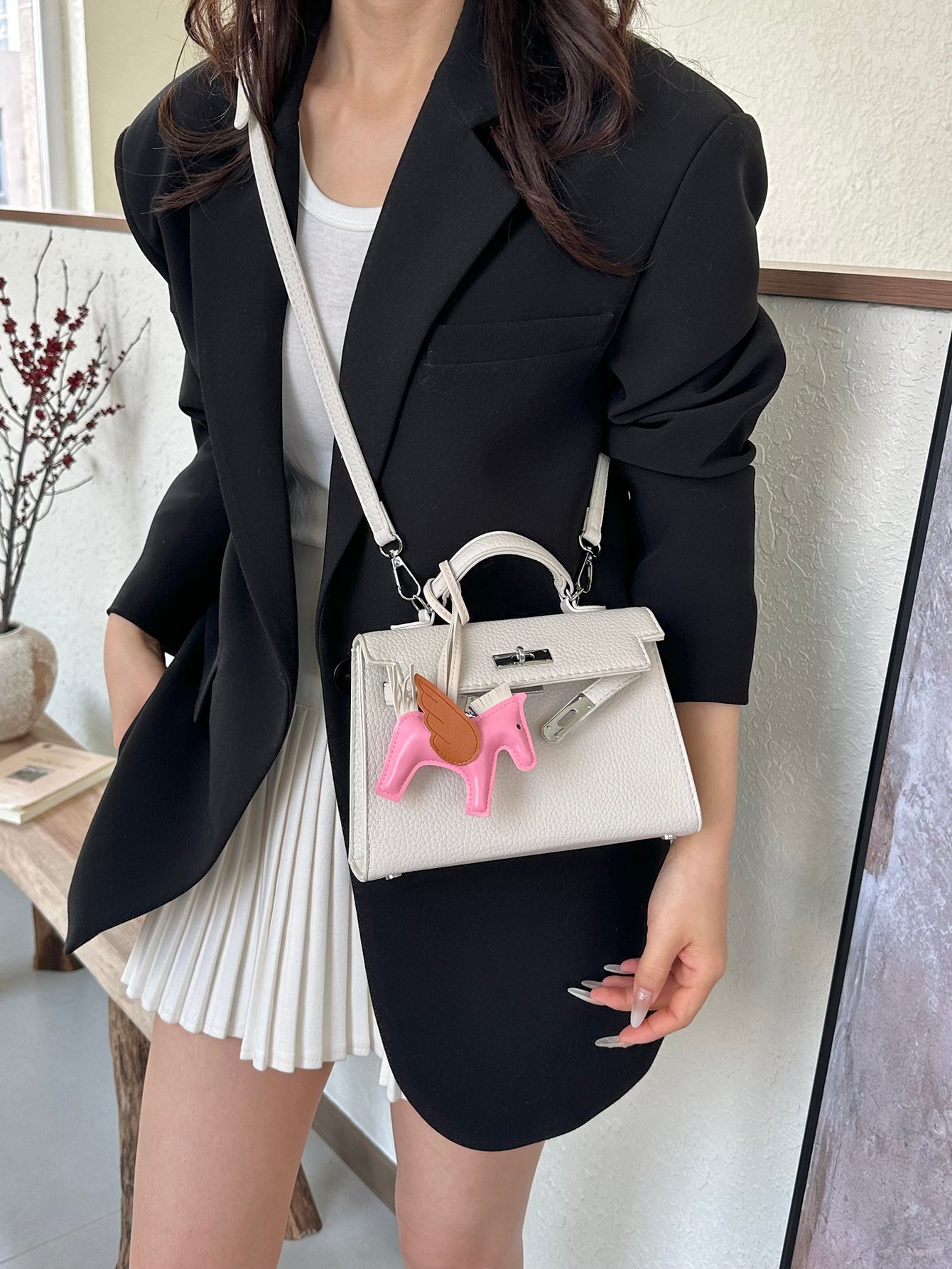 Off White Flap Crossbody Bag