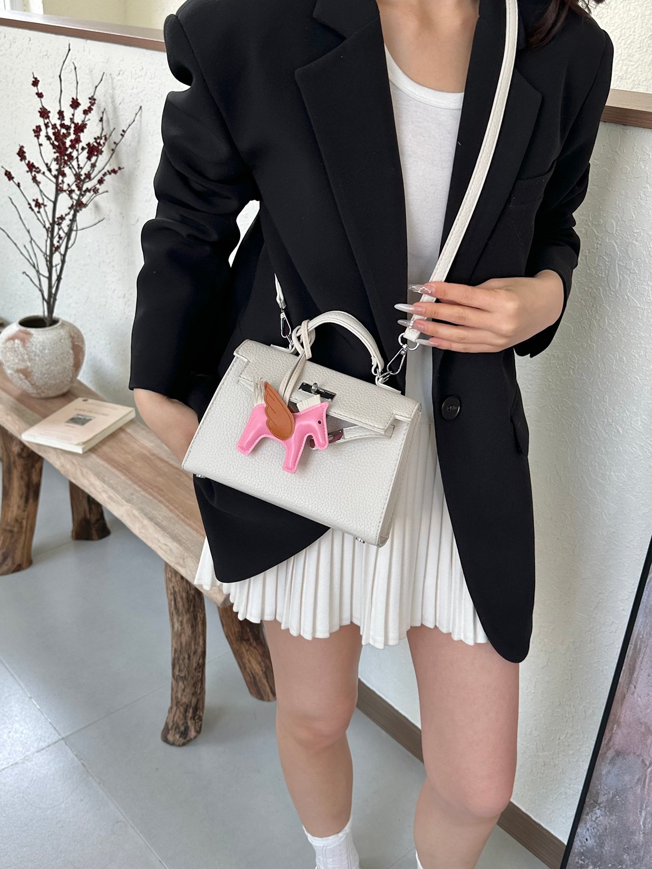 Off White Flap Crossbody Bag