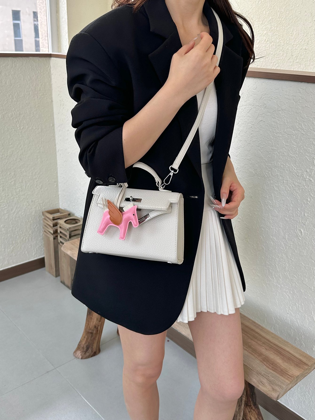 Off White Flap Crossbody Bag